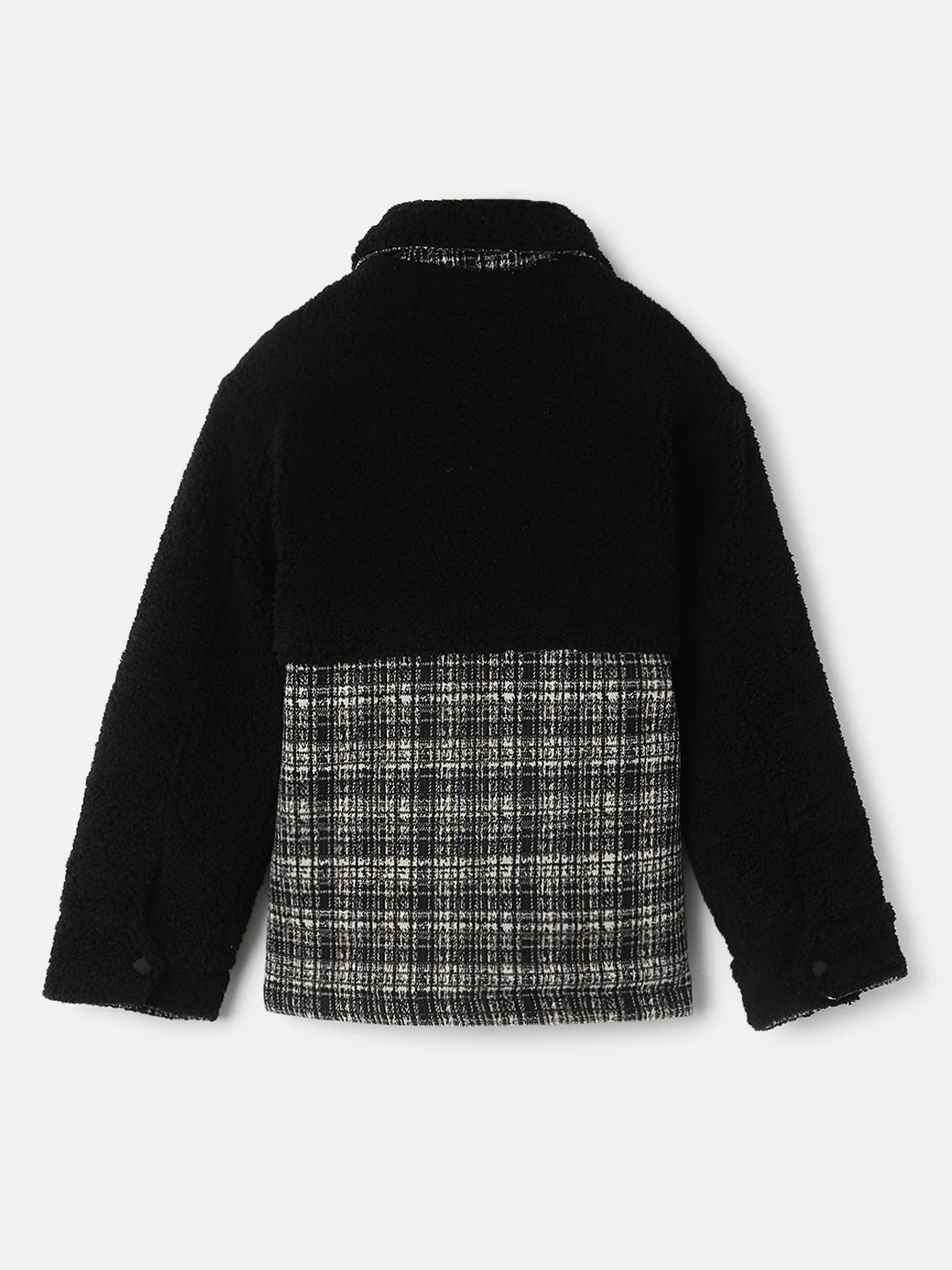 Blue Giraffe Boys Black Checked Spread Collar Full Sleeves Jacket - Image 2