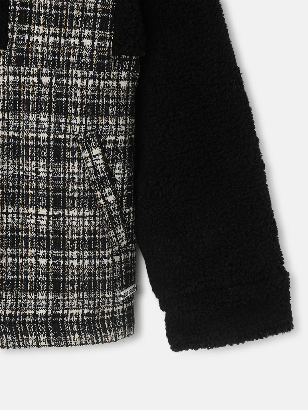 Blue Giraffe Boys Black Checked Spread Collar Full Sleeves Jacket - Image 3