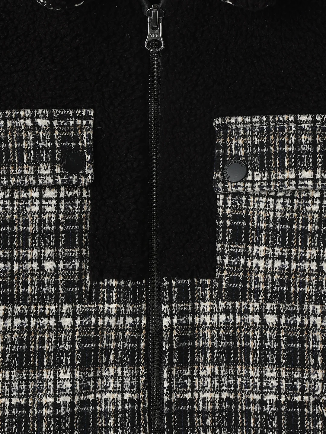 Blue Giraffe Boys Black Checked Spread Collar Full Sleeves Jacket - Image 4