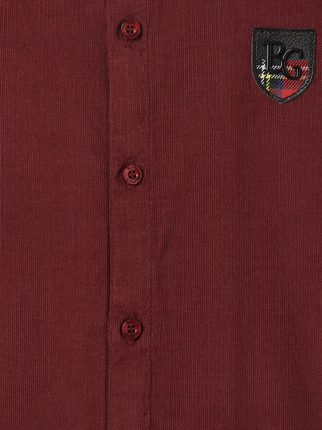 Blue Giraffe Boys Wine Solid Spread Collar Full Sleeves Shirt - Image 3