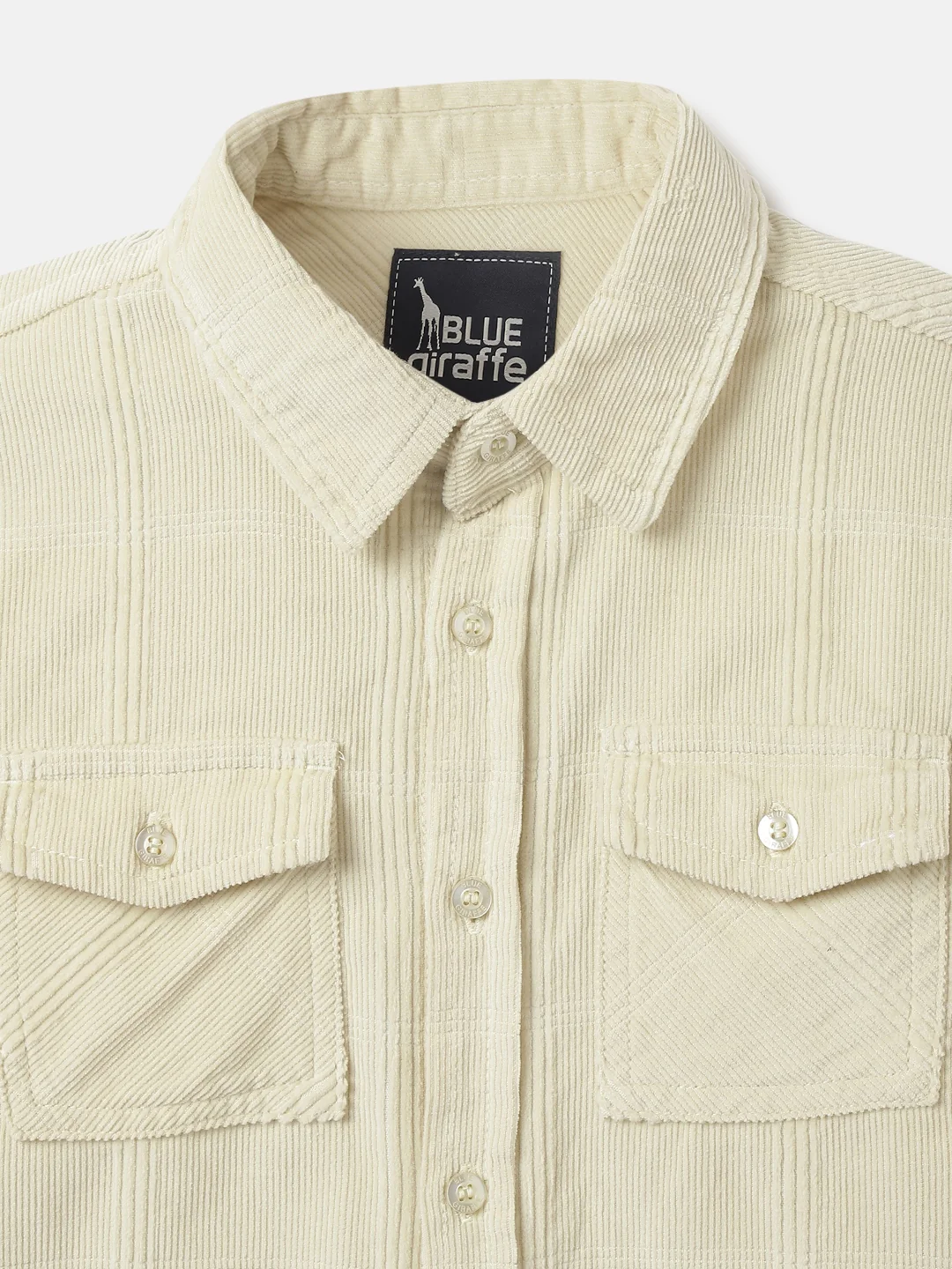 Blue Giraffe Boys Off White Solid Spread Collar Full Sleeves Shirt - Image 3