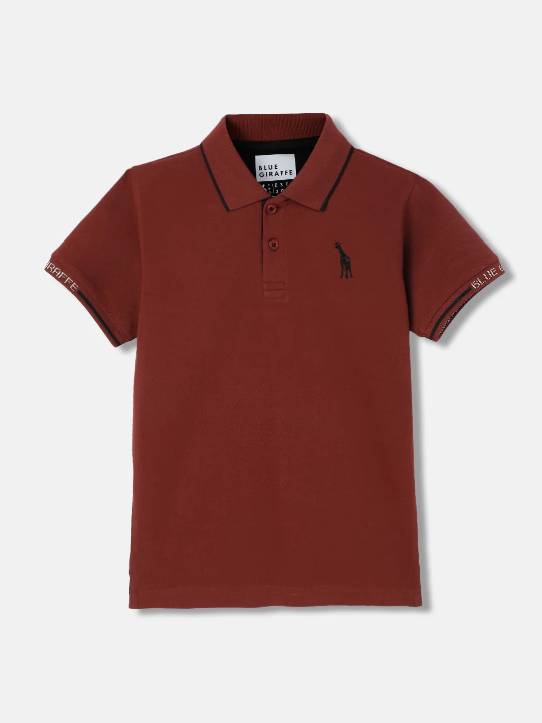 Blue Giraffe Boys Rust Solid Polo Collar Short Sleeves Tshirt