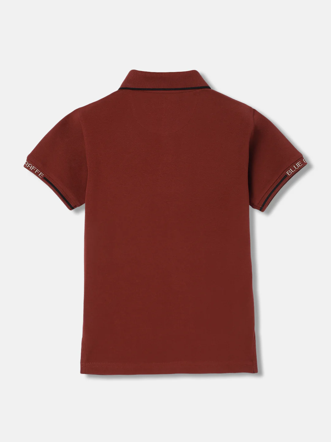 Blue Giraffe Boys Rust Solid Polo Collar Short Sleeves Tshirt - Image 2