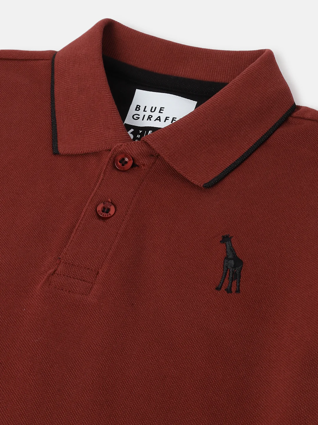 Blue Giraffe Boys Rust Solid Polo Collar Short Sleeves Tshirt - Image 3