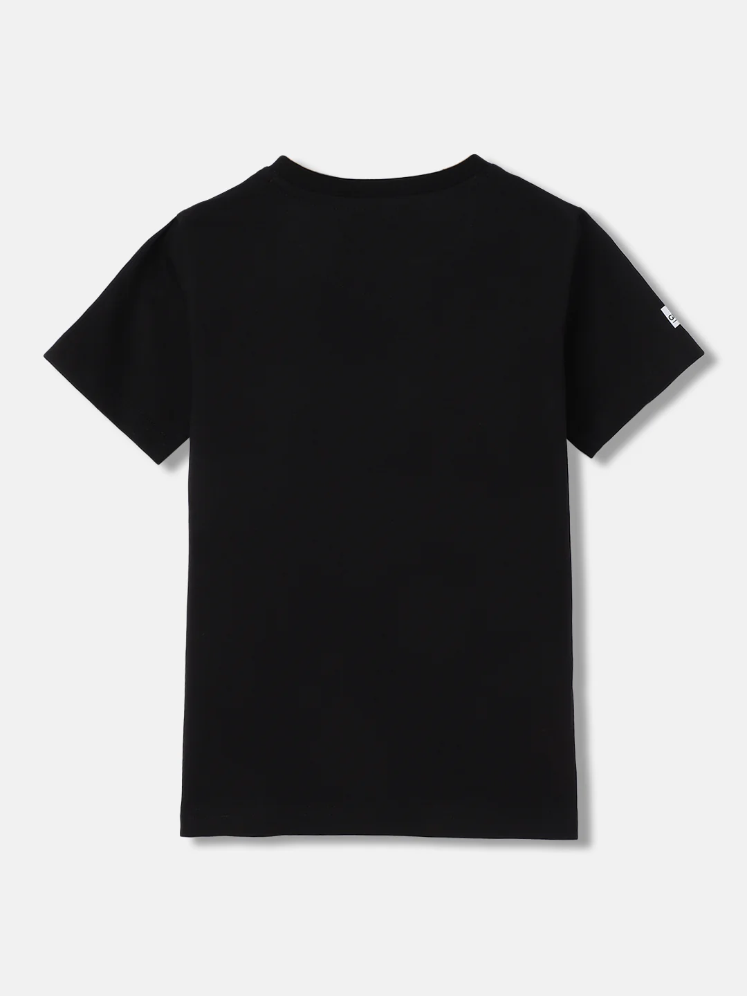 Blue Giraffe Boys Black Solid Round Neck Short Sleeves Tshirt - Image 3
