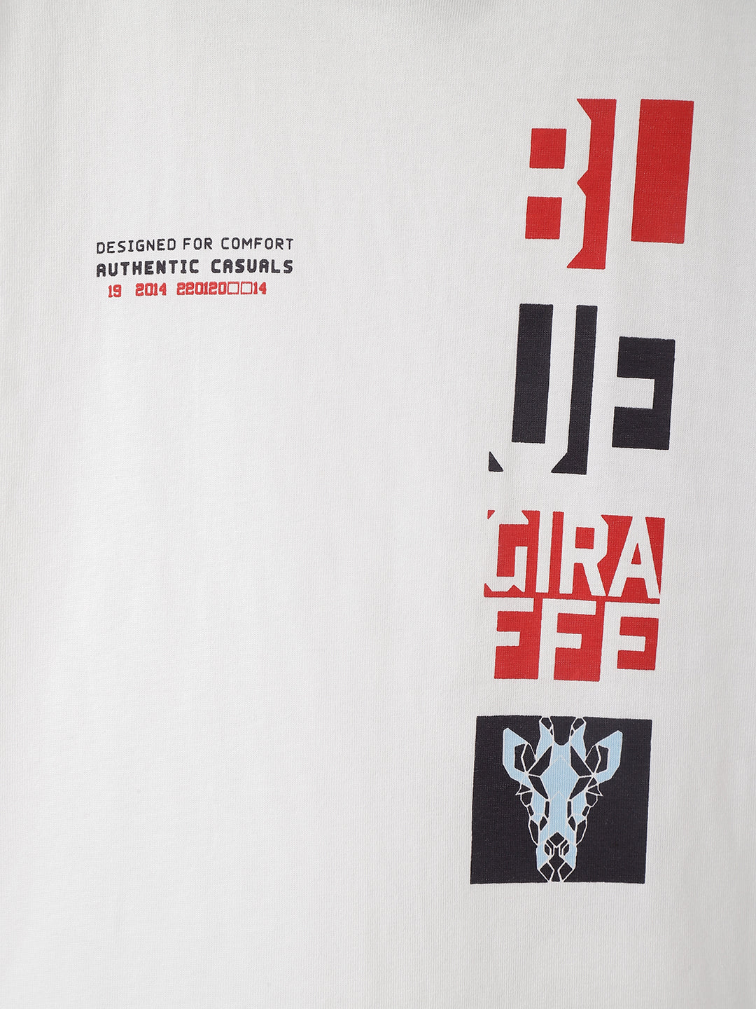 Blue Giraffe Boys White Printed Round Neck Short Sleeves Tshirt - Image 4