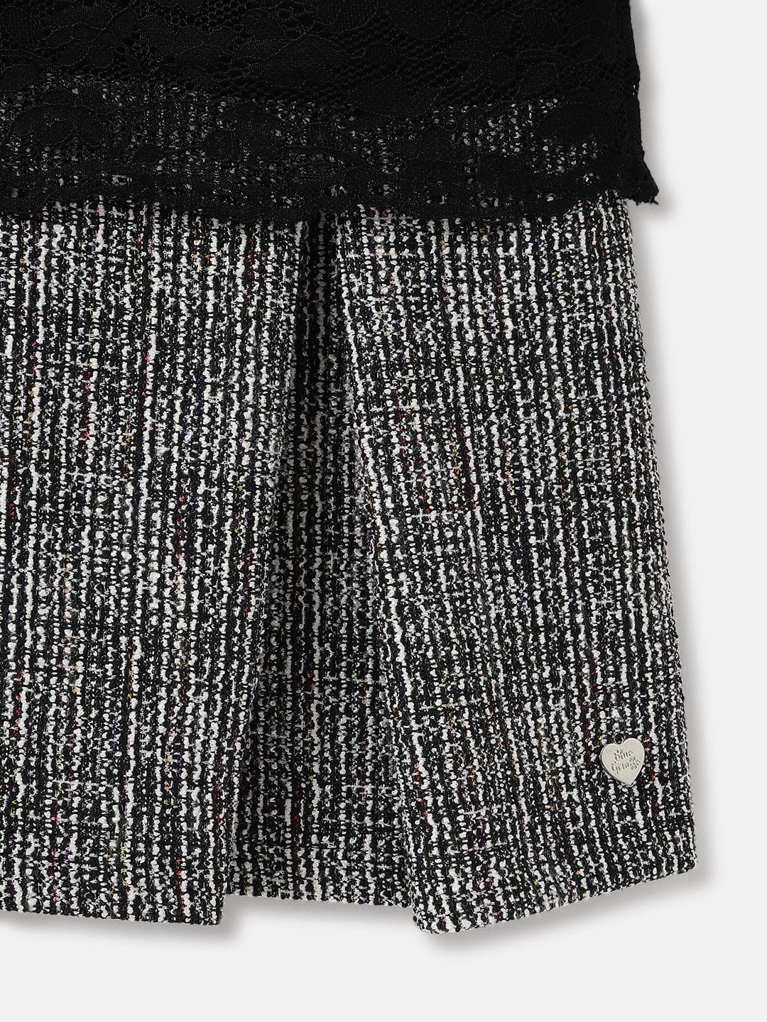 Blue Giraffe Girls Black Jacquard Round Neck Dress - Image 4