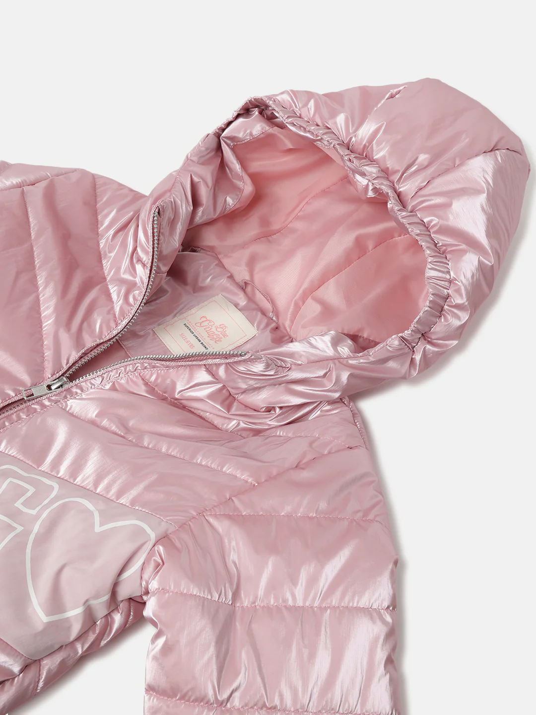 Blue Giraffe Girls Pink Solid Hooded Full Sleeves Puffer Jacket - Image 4
