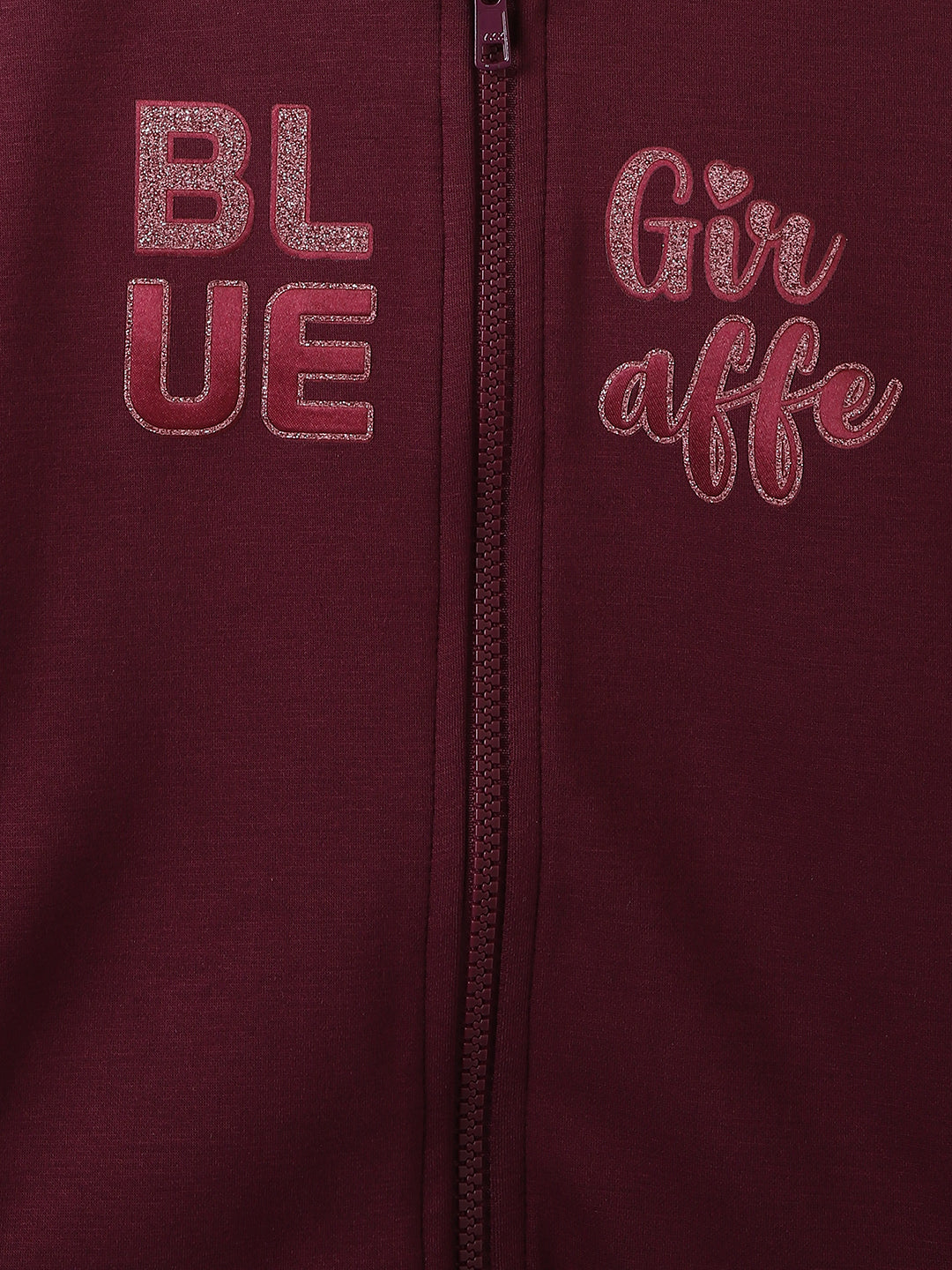 Blue Giraffe Girls Wine Solid Stand Collar Full Sleeves Zipped Sweatshirt - Image 3