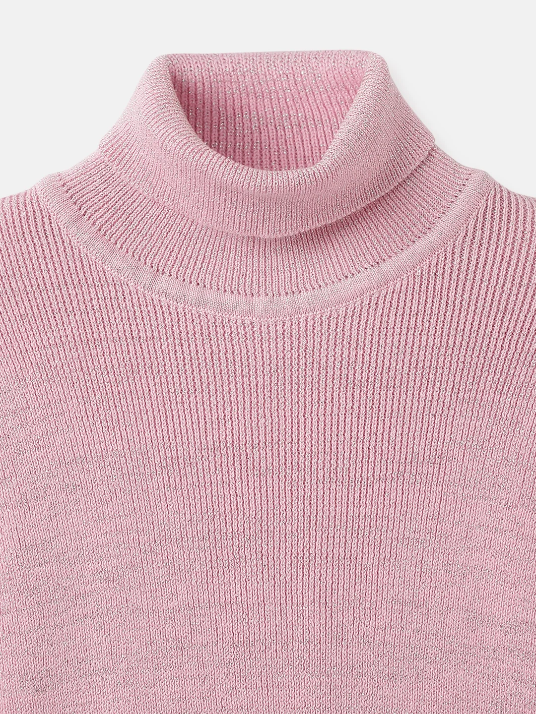 Blue Giraffe Girls Pink Solid Turtle Neck Full Sleeves Pullover Style Sweater - Image 3