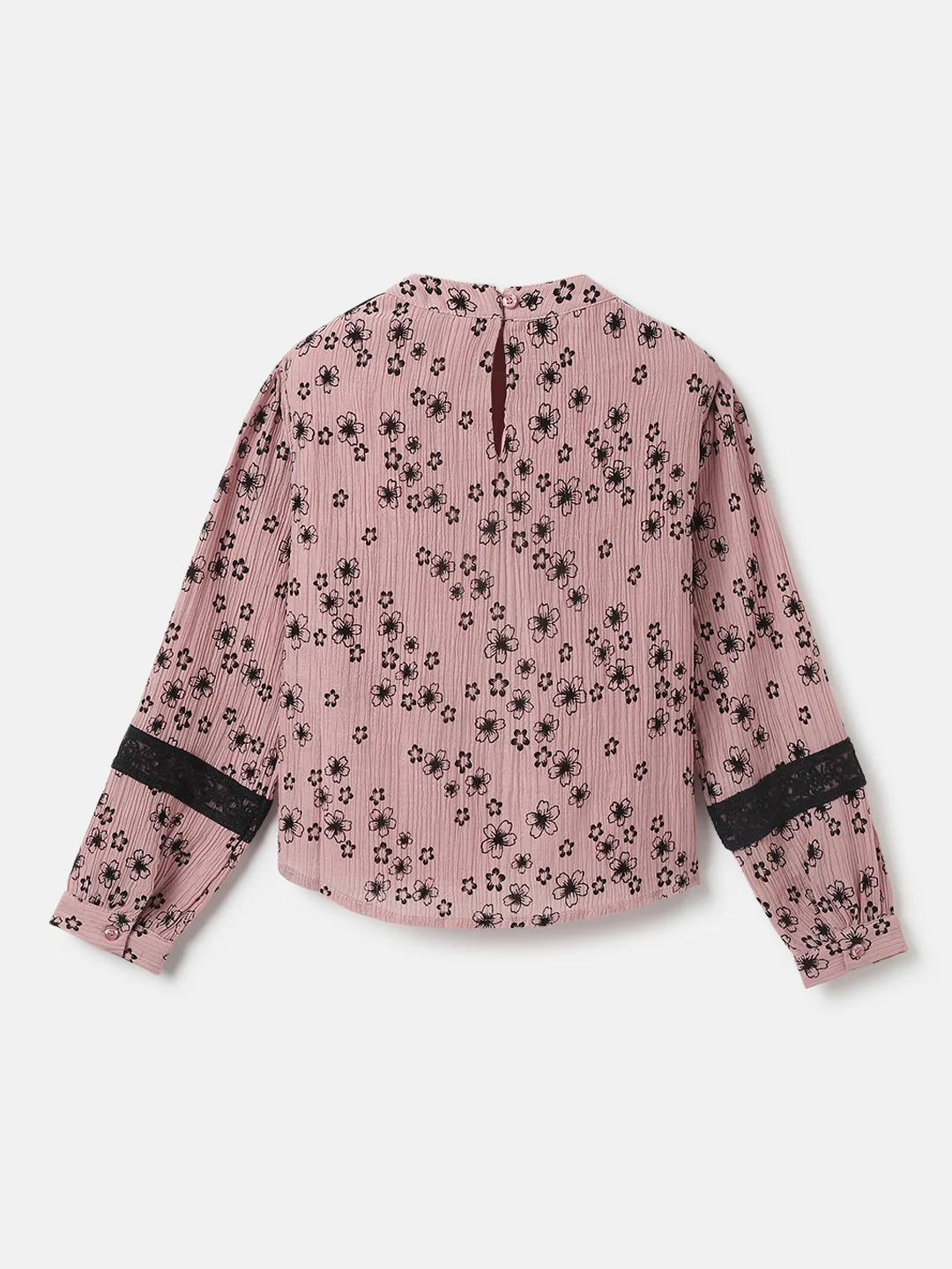 Blue Giraffe Girls Pink Printed Mock Neck Full Sleeves Top - Image 2