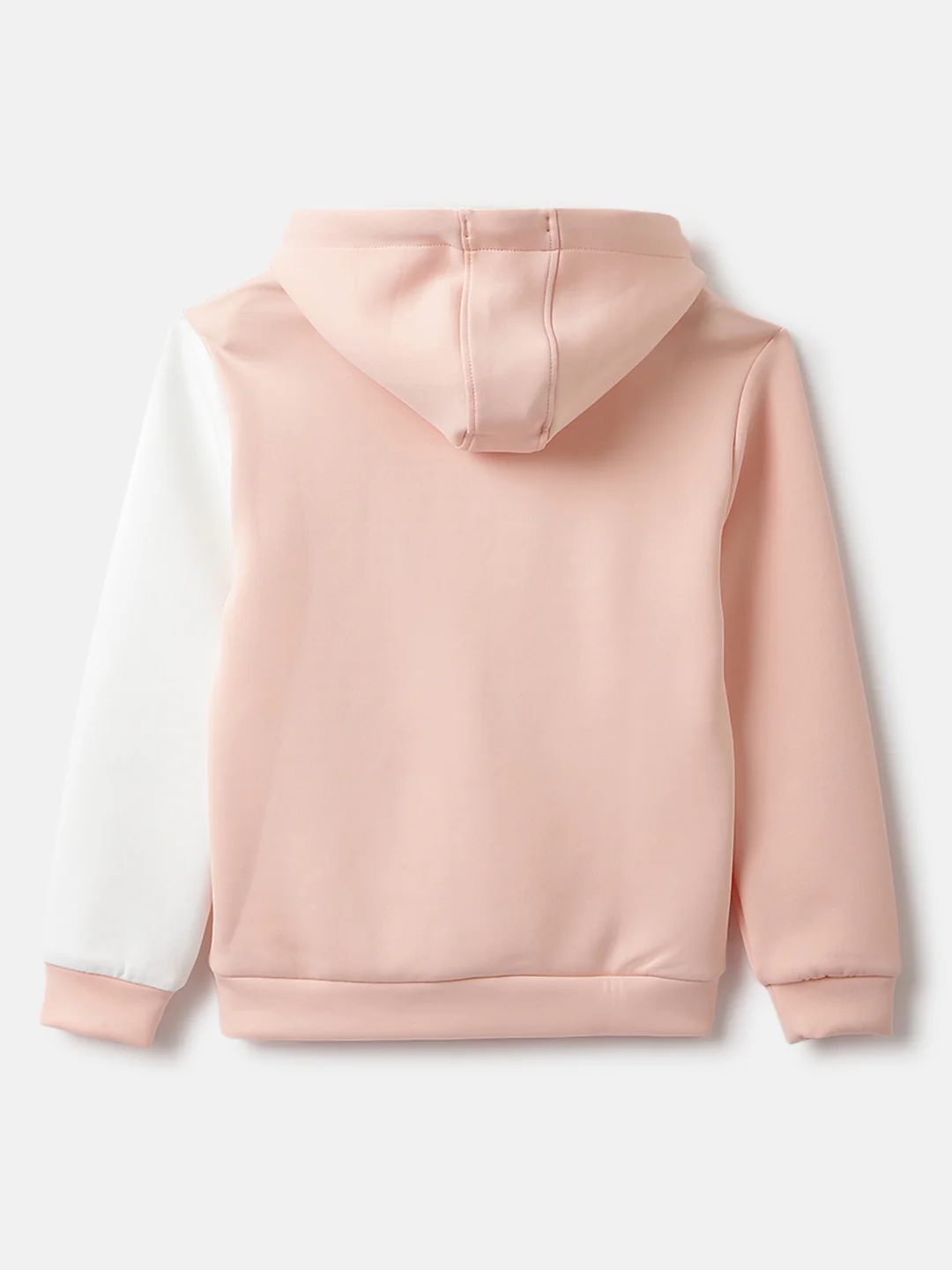Blue Giraffe Girls Peach Color-blocked Hooded Full Sleeves Pullover Style Sweatshirt - Image 2