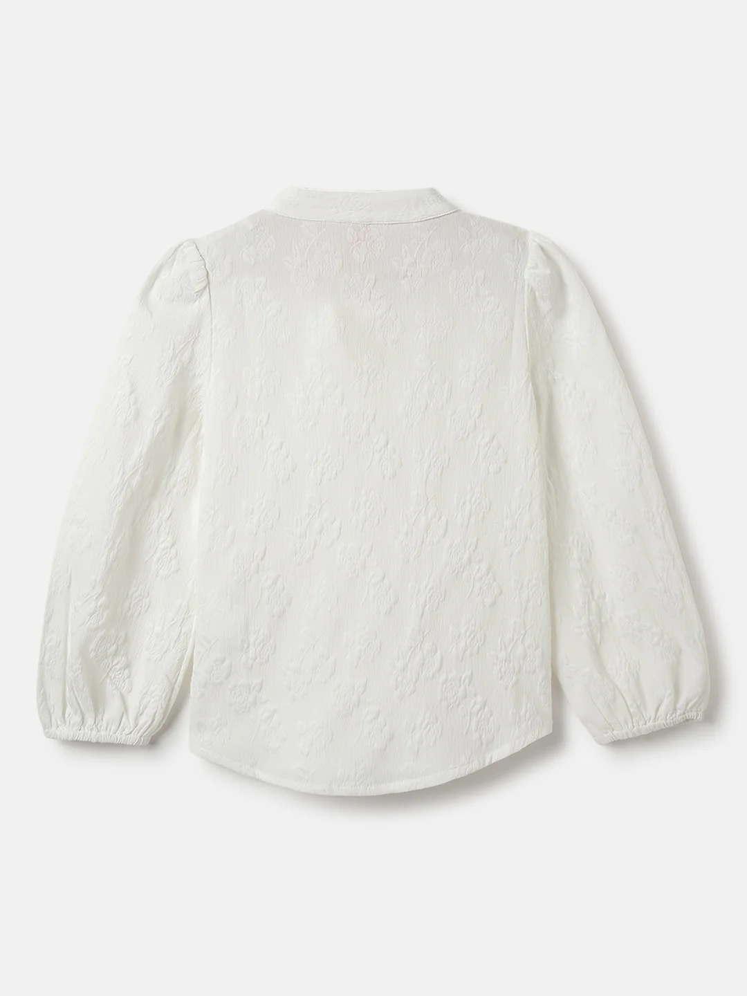 Blue Giraffe Girls White Solid Tie-Up Neck Full Sleeves Top - Image 2