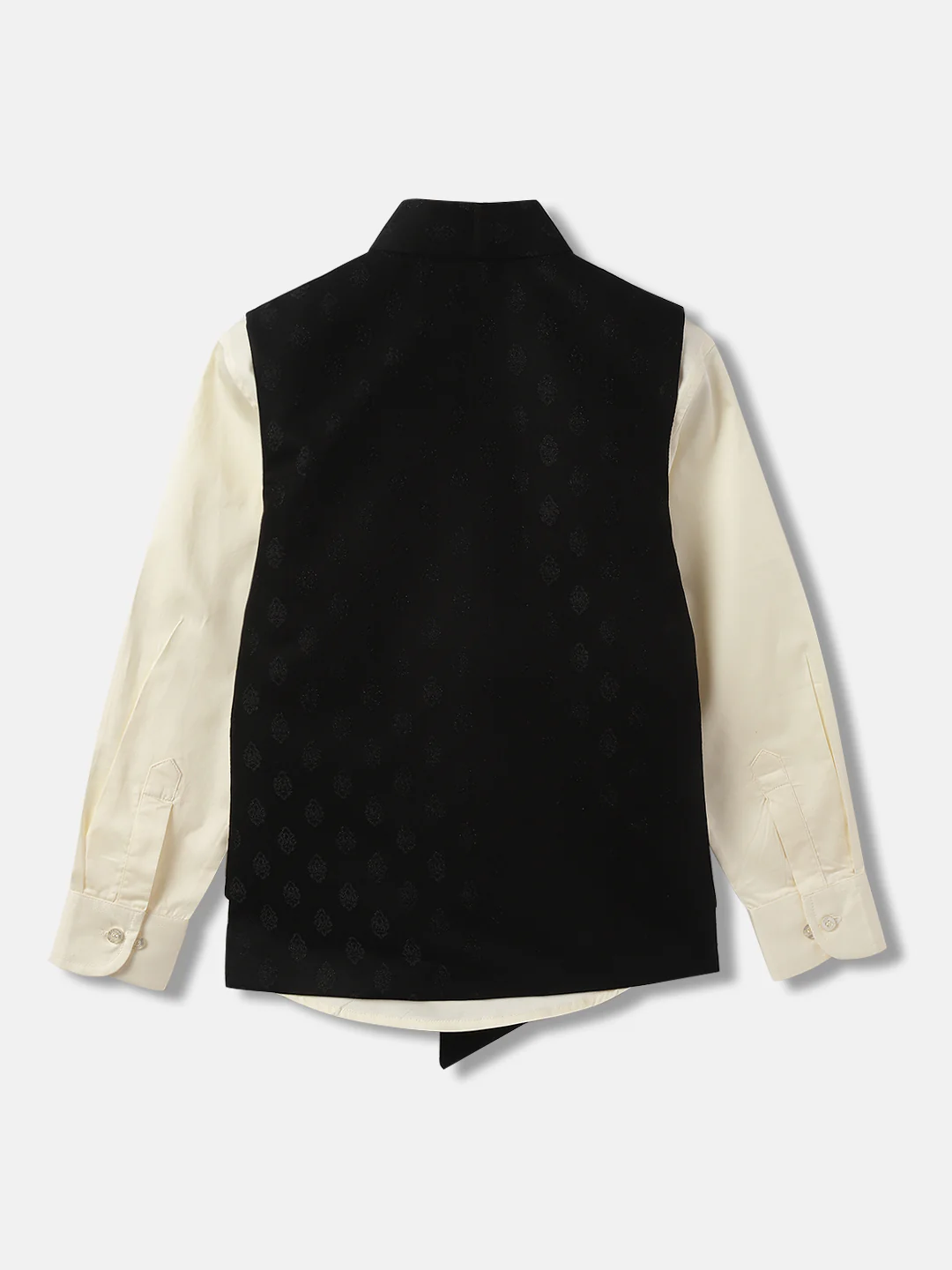 Blue Giraffe Boys Black Solid Band Collar Sleeveless Waist Coat Set - Image 3
