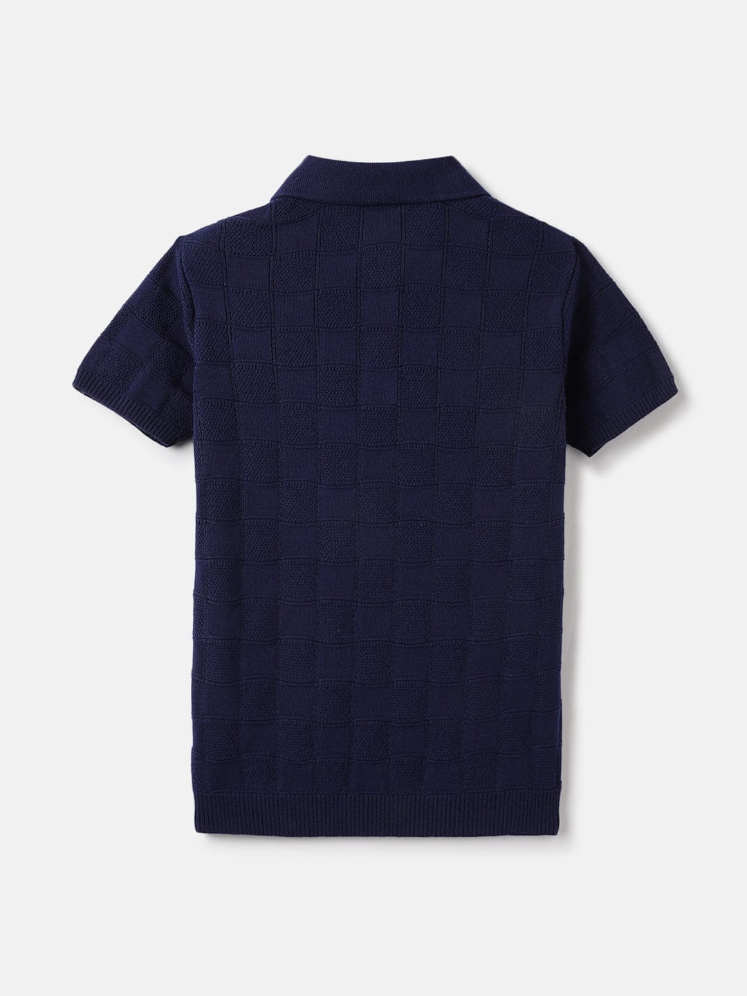 Blue Giraffe Kids Blue Textured Polo Tshirt - Image 2