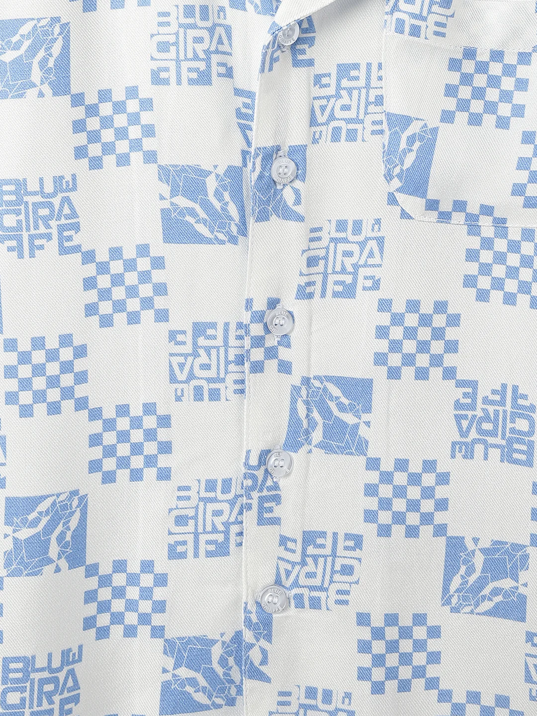 Blue Giraffe Kids White Printed Resort Collar Shirt - Image 4