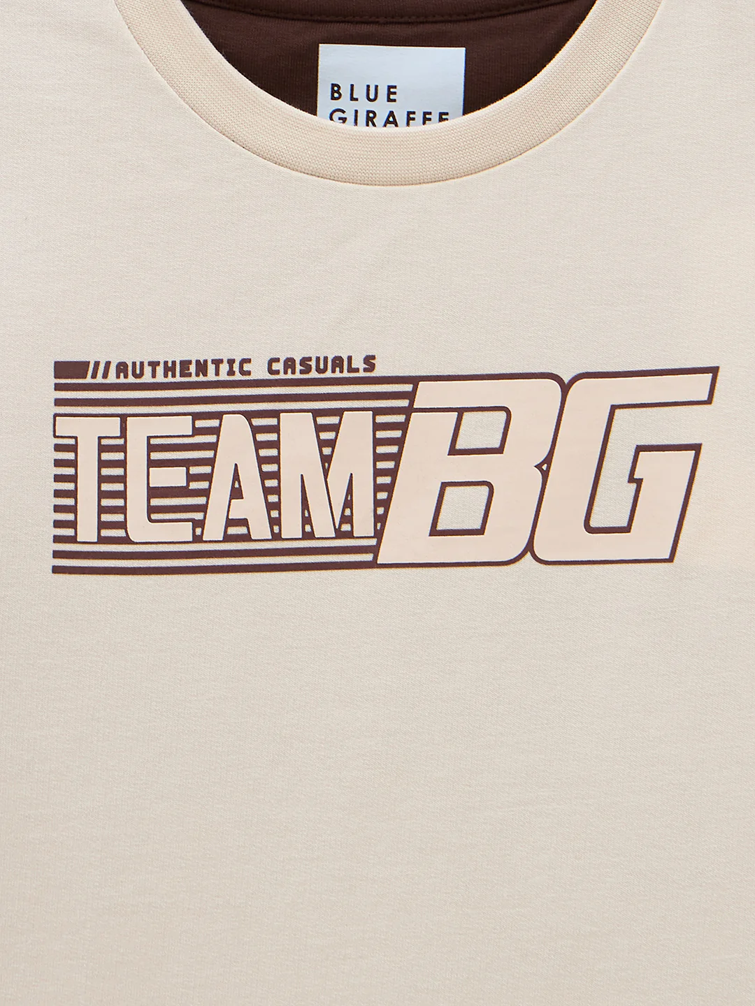 Blue Giraffe Boys Brown Solid Crew Neck TShirt - Image 3