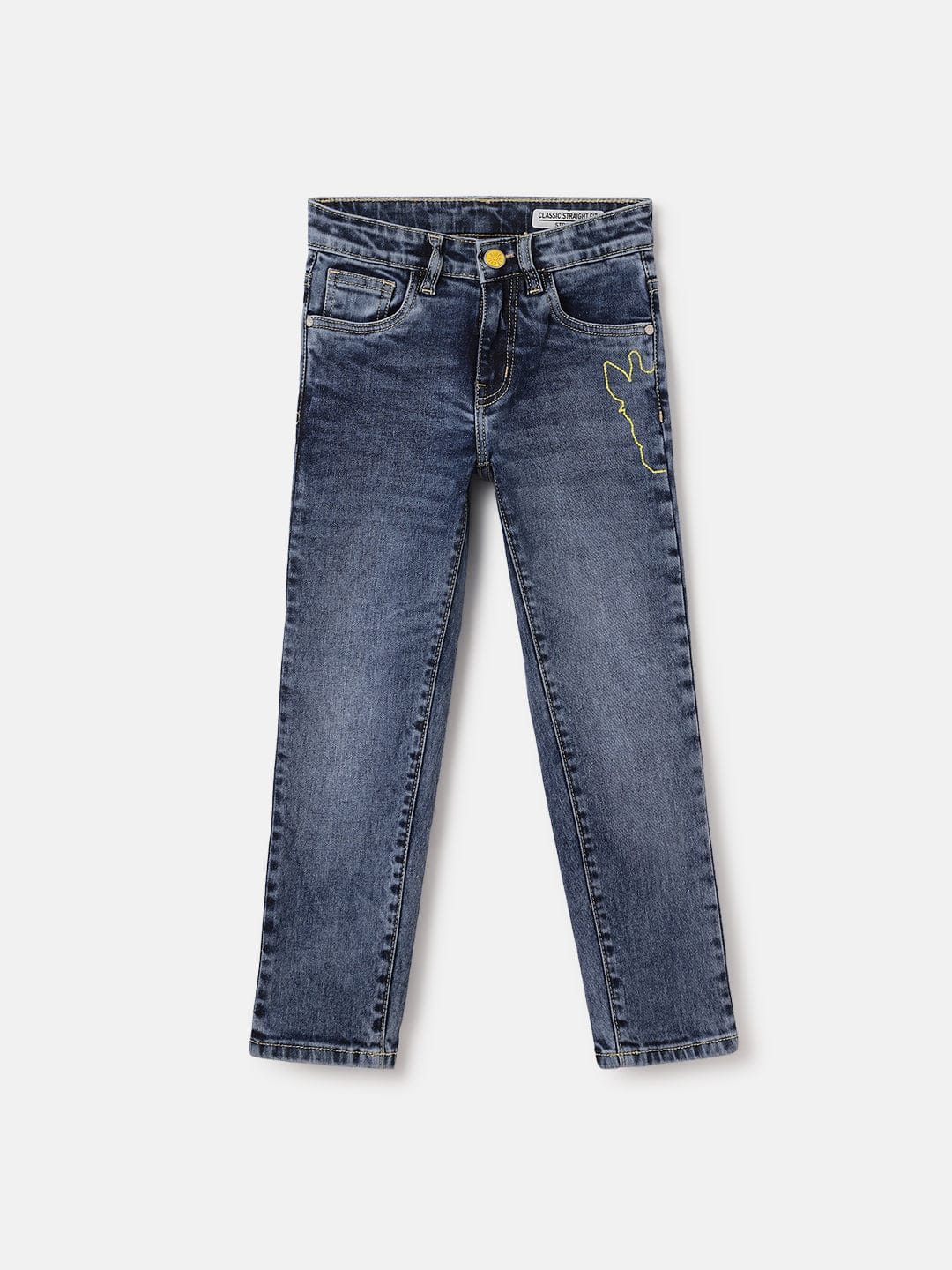 Blue Giraffe Kids Blue Straight Fit Solid Jeans - Image 2
