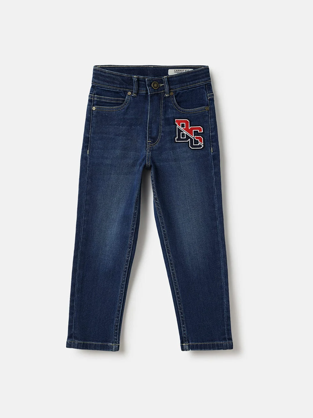 Blue Giraffe Boys Blue Carrot Fit Solid Jeans - Image 2