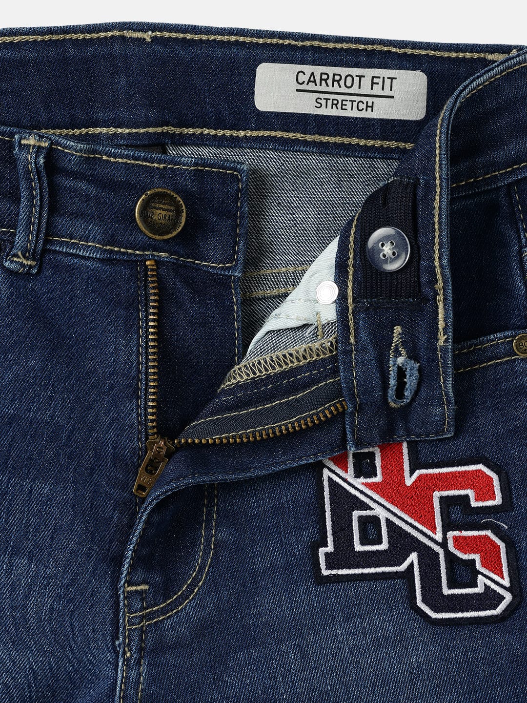 Blue Giraffe Boys Blue Carrot Fit Solid Jeans - Image 4