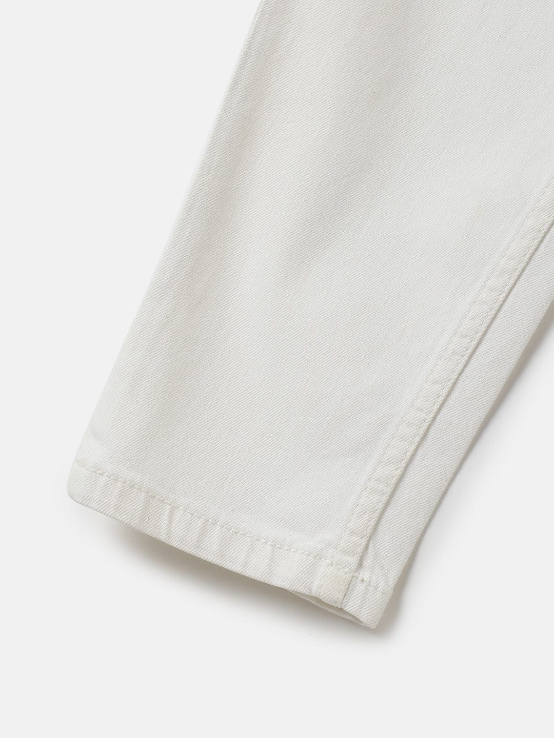 Blue Giraffe Boys White Carrot Fit Solid Jeans - Image 6