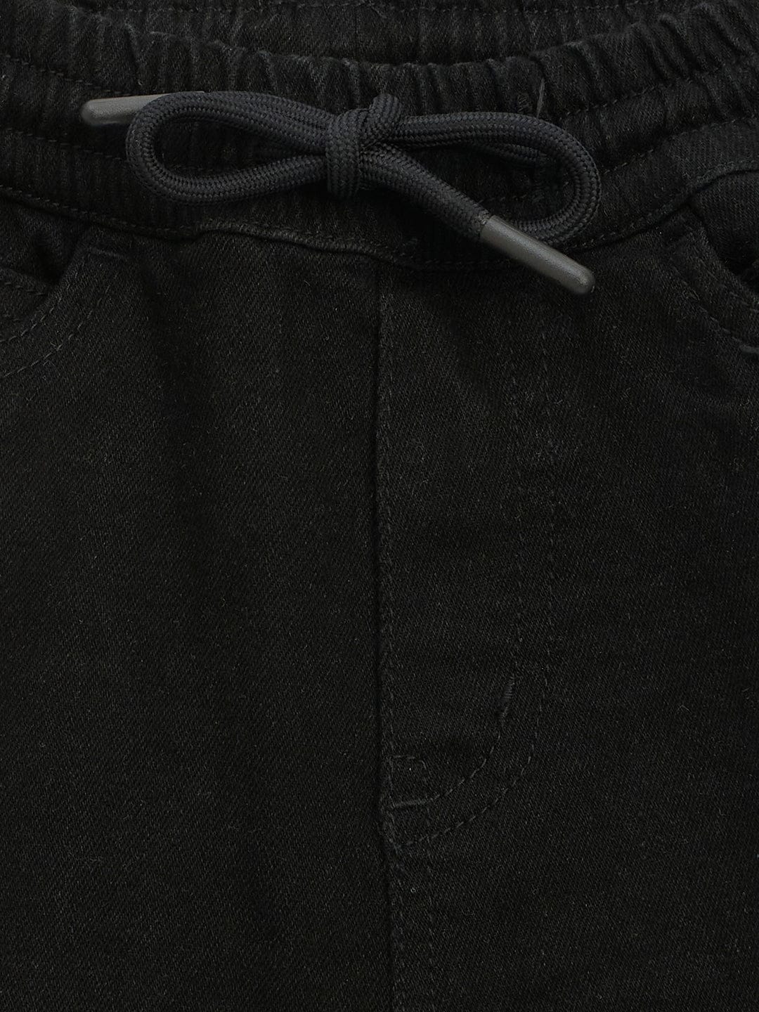 Blue Giraffe Boys Black Jogger Fit Solid Jeans - Image 3