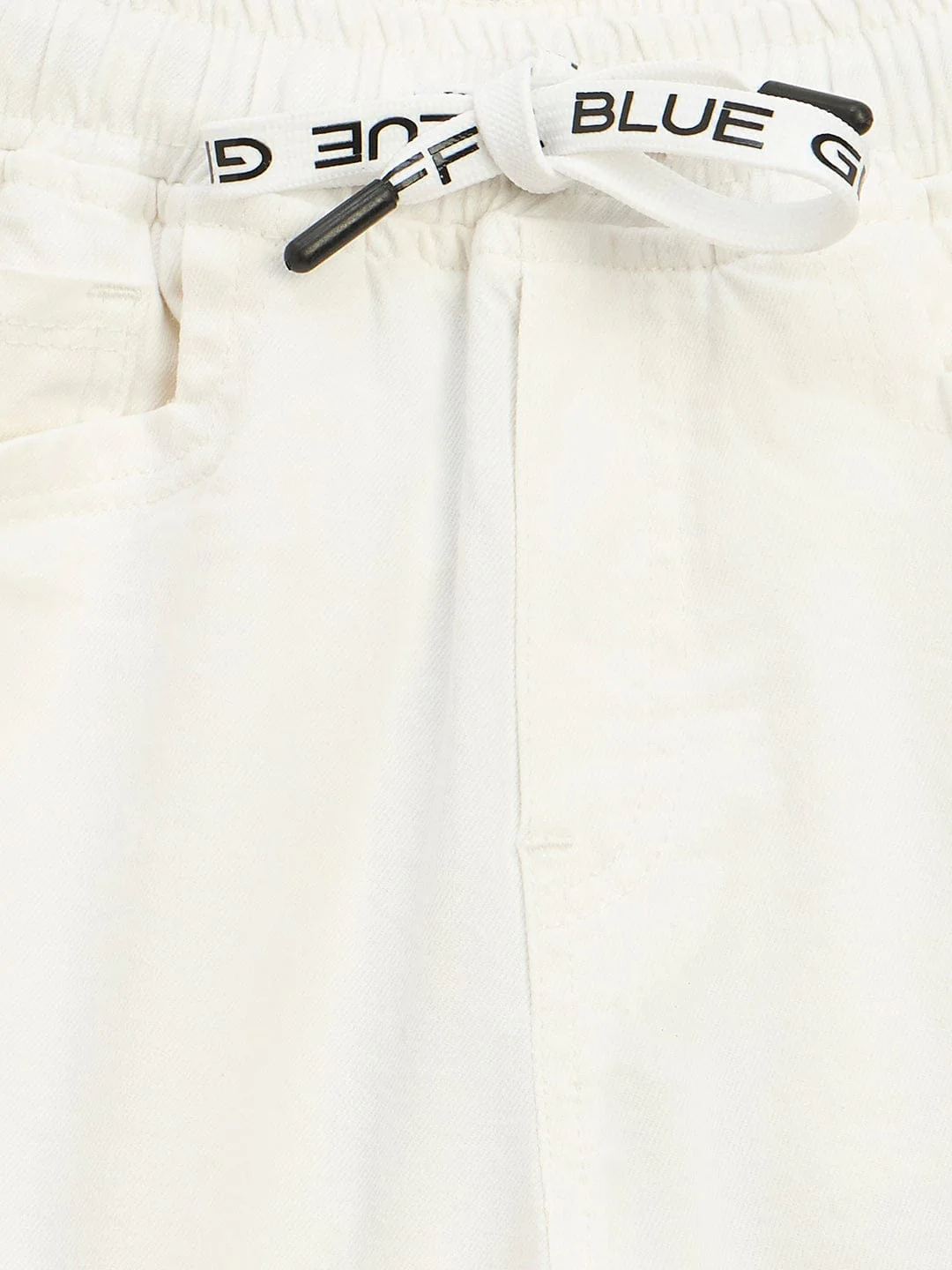 Blue Giraffe Boys White Jogger Fit Solid Jeans - Image 3