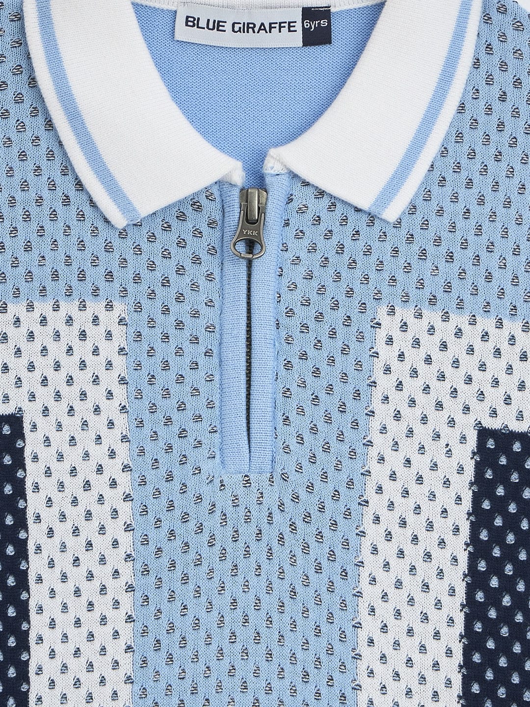 Blue Giraffe Boys Multi Textured Polo Tshirt - Image 3