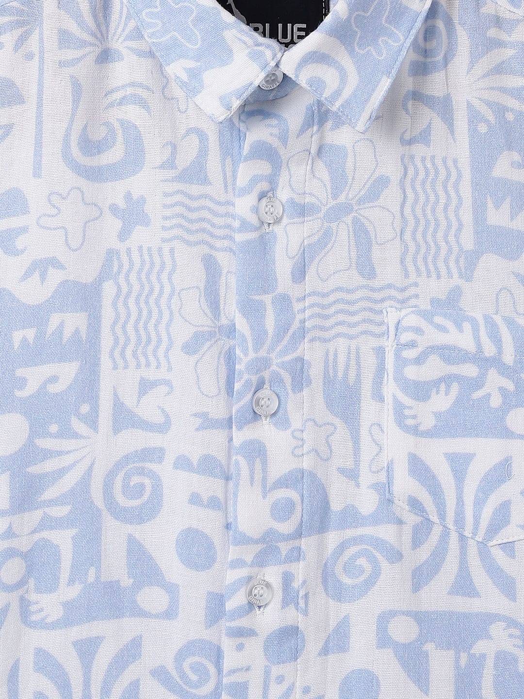 Blue Giraffe Kids Blue Printed Shirt Collar Shirt - Image 3
