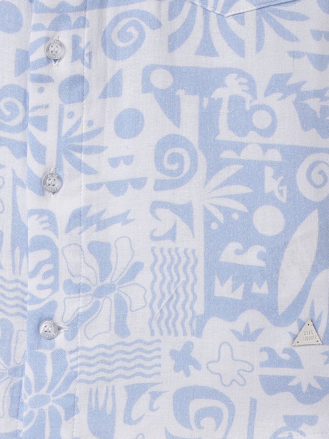 Blue Giraffe Kids Blue Printed Shirt Collar Shirt - Image 4