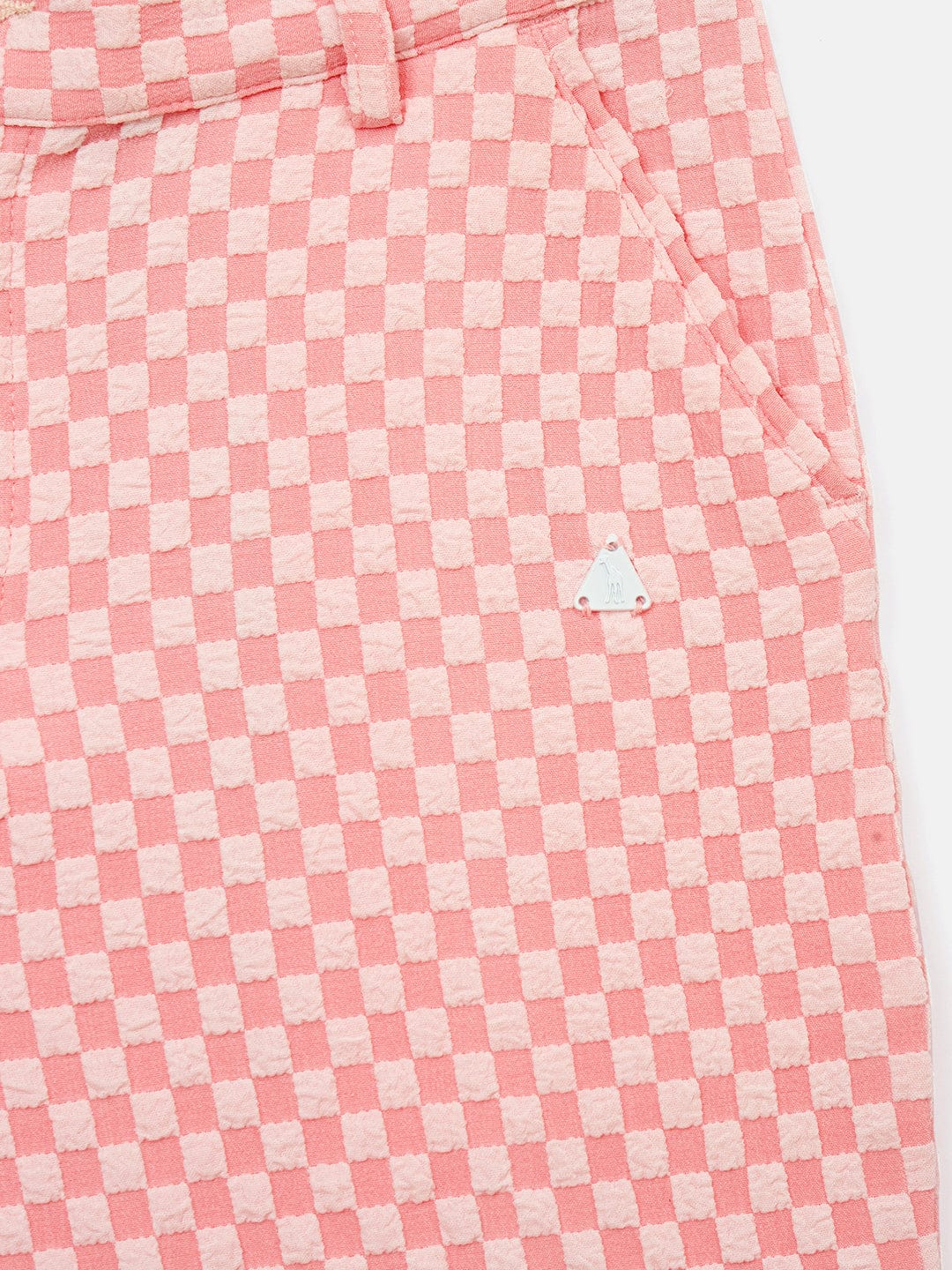 Blue Giraffe Boys Pink Regular Fit Jacquard Checks Shorts - Image 4