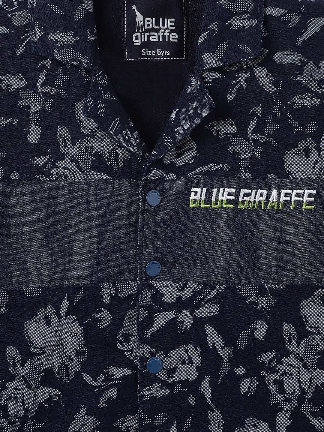 Blue Giraffe Kids Blue Printed Resort Collar Shirt - Image 3
