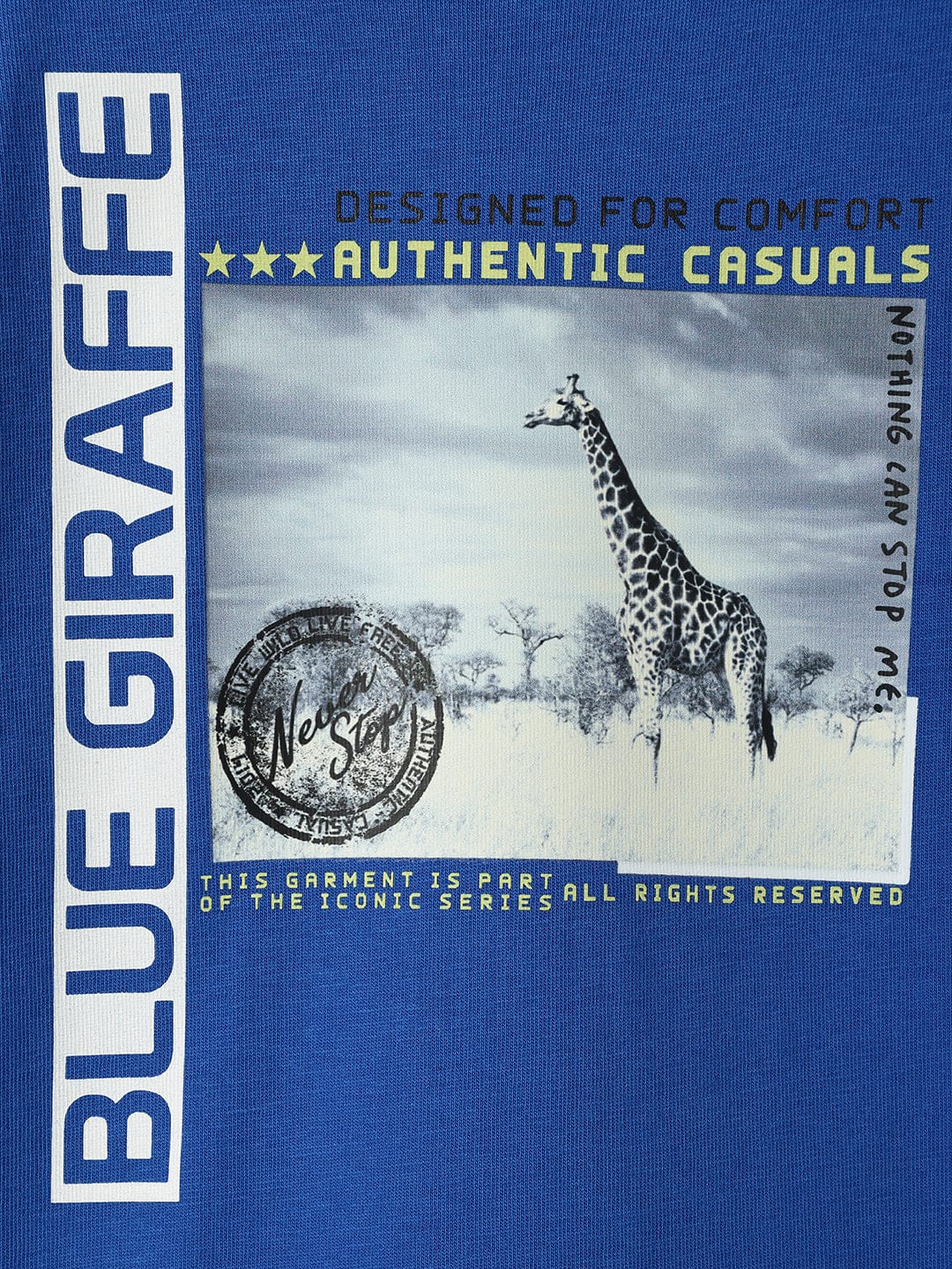 Blue Giraffe Boys Blue Solid Crew Neck TShirt - Image 4