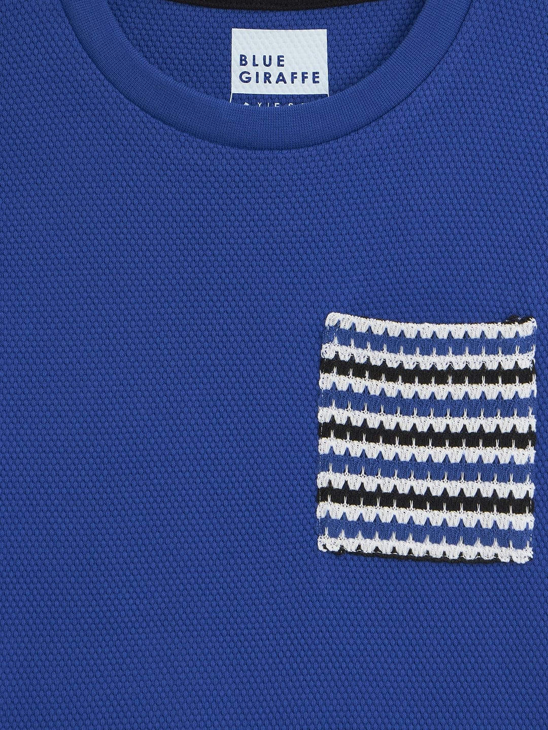 Blue Giraffe Boys Blue Solid Crew Neck Tshirt - Image 4
