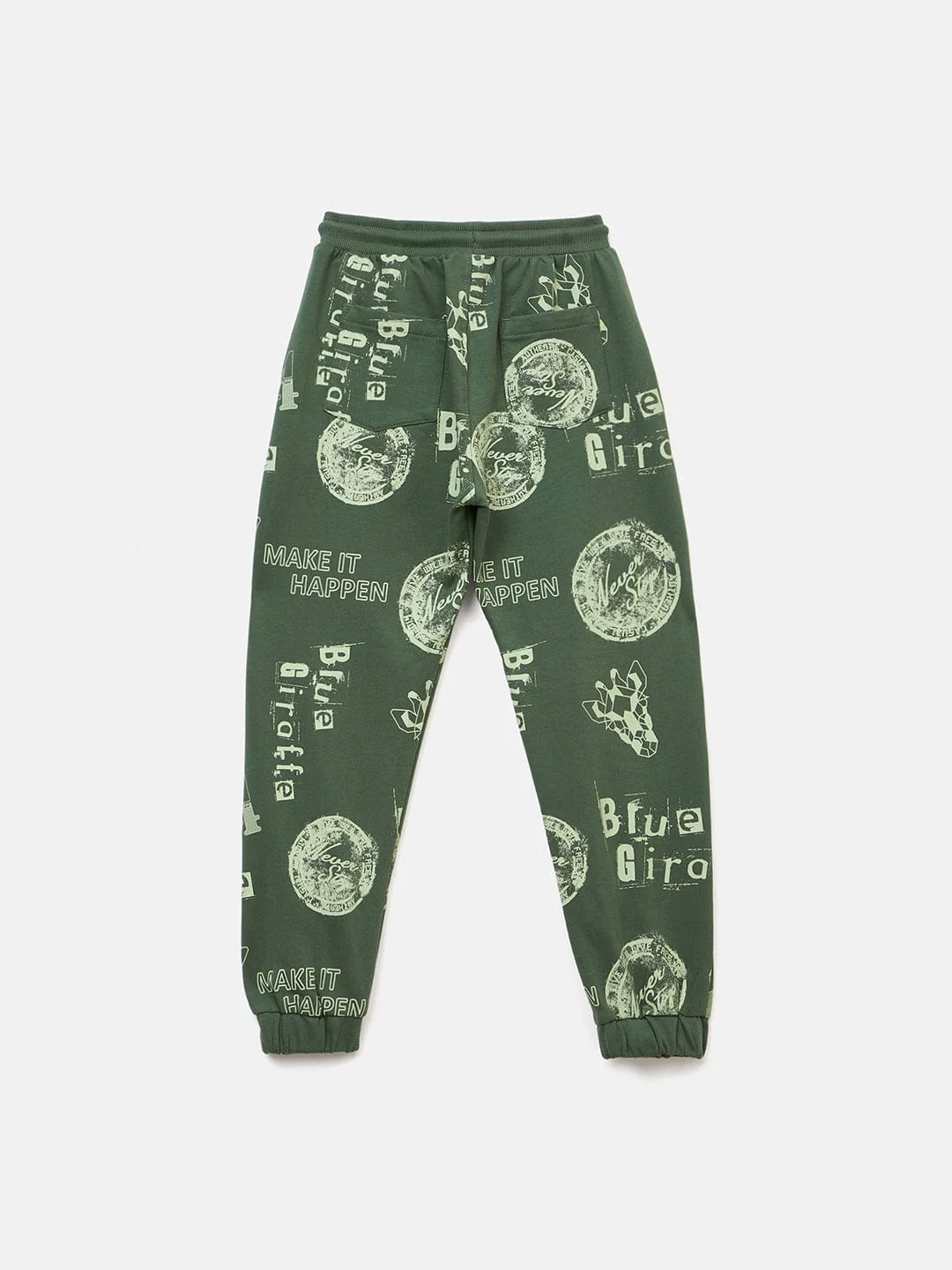 Blue Giraffe Boys Green Regular Fit Printed Jogger - Image 2