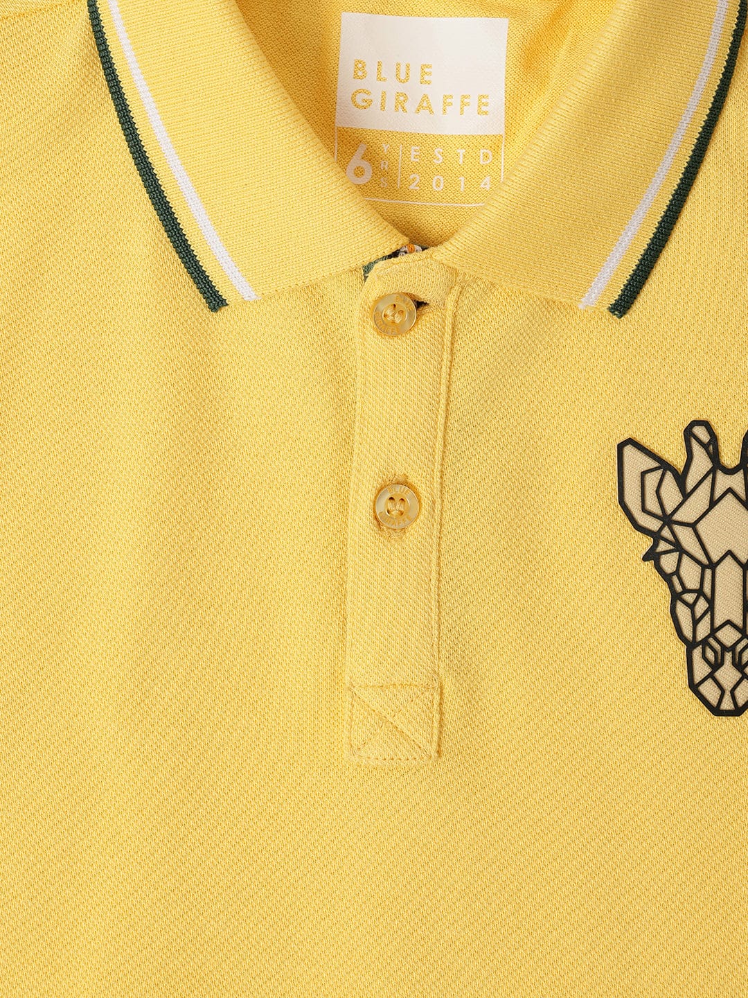 Blue Giraffe Boys Yellow Solid Polo Tshirt - Image 3