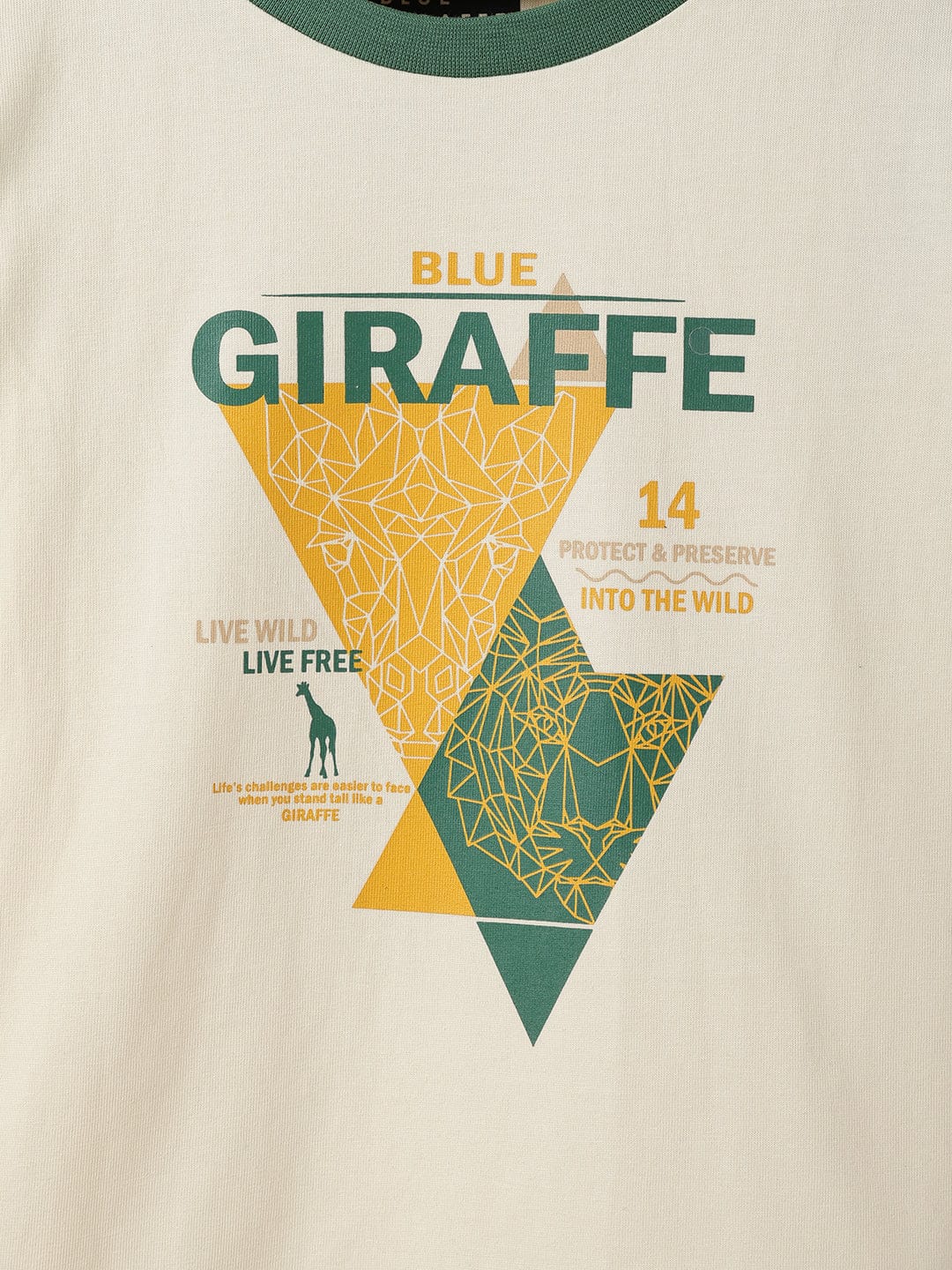Blue Giraffe Boys Cream Solid Crew Neck TShirt - Image 3