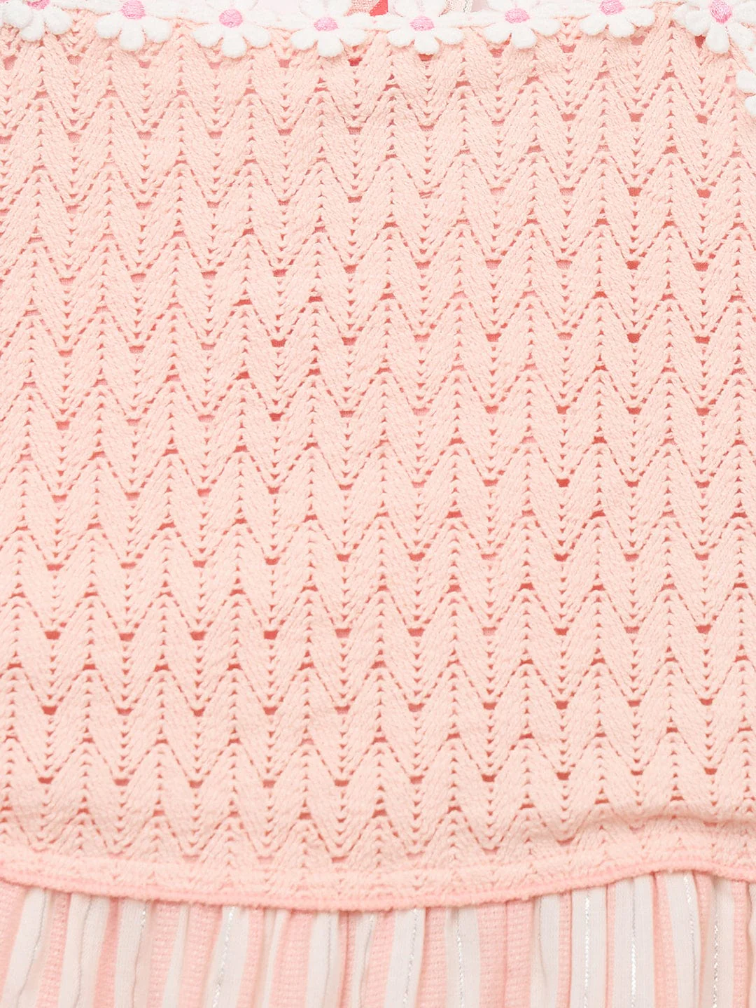 Blue Giraffe Girls Pink Solid+Yarn Dyed Striped Square Neck Dress - Image 3