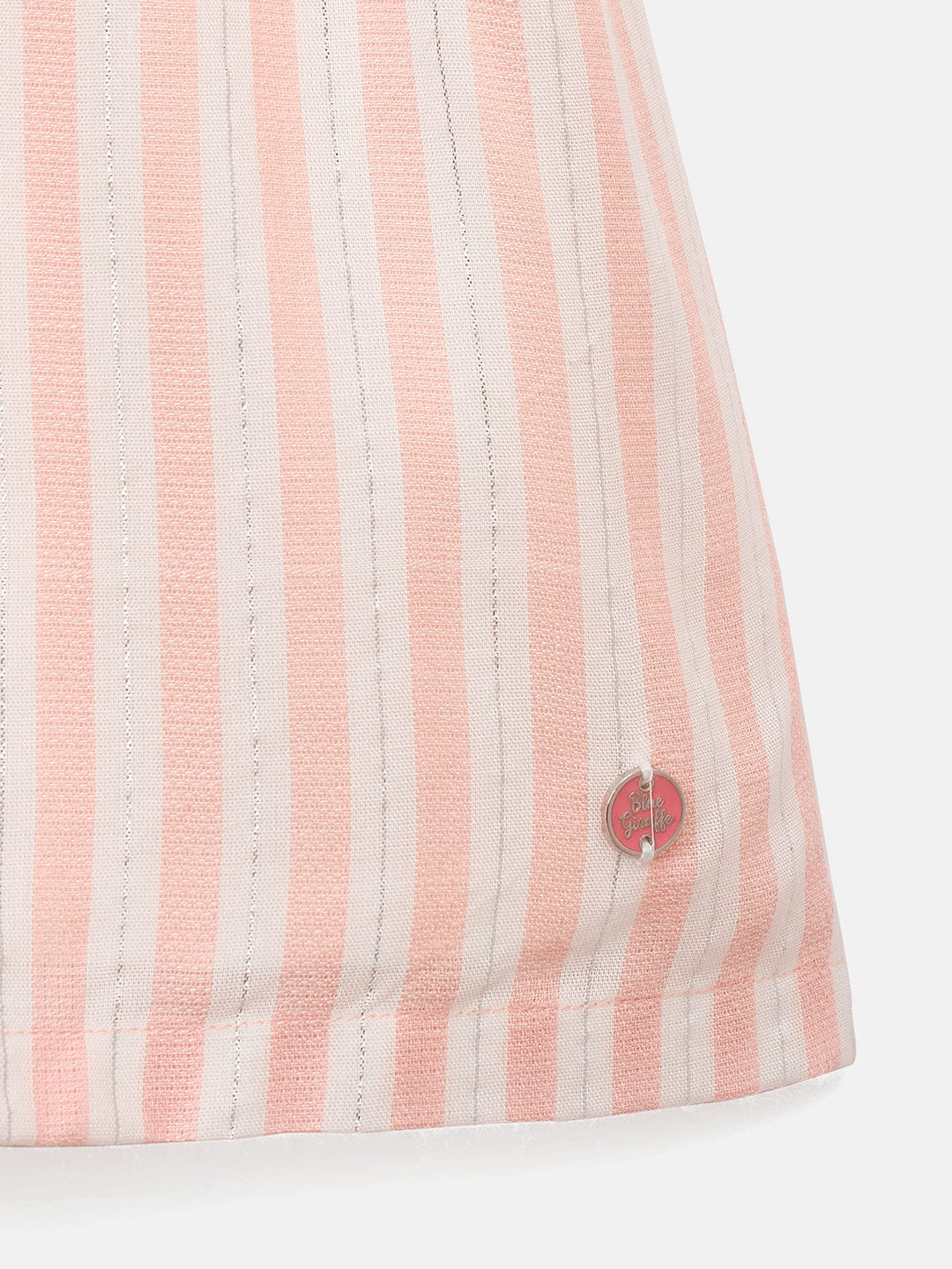 Blue Giraffe Girls Pink Solid+Yarn Dyed Striped Square Neck Dress - Image 4