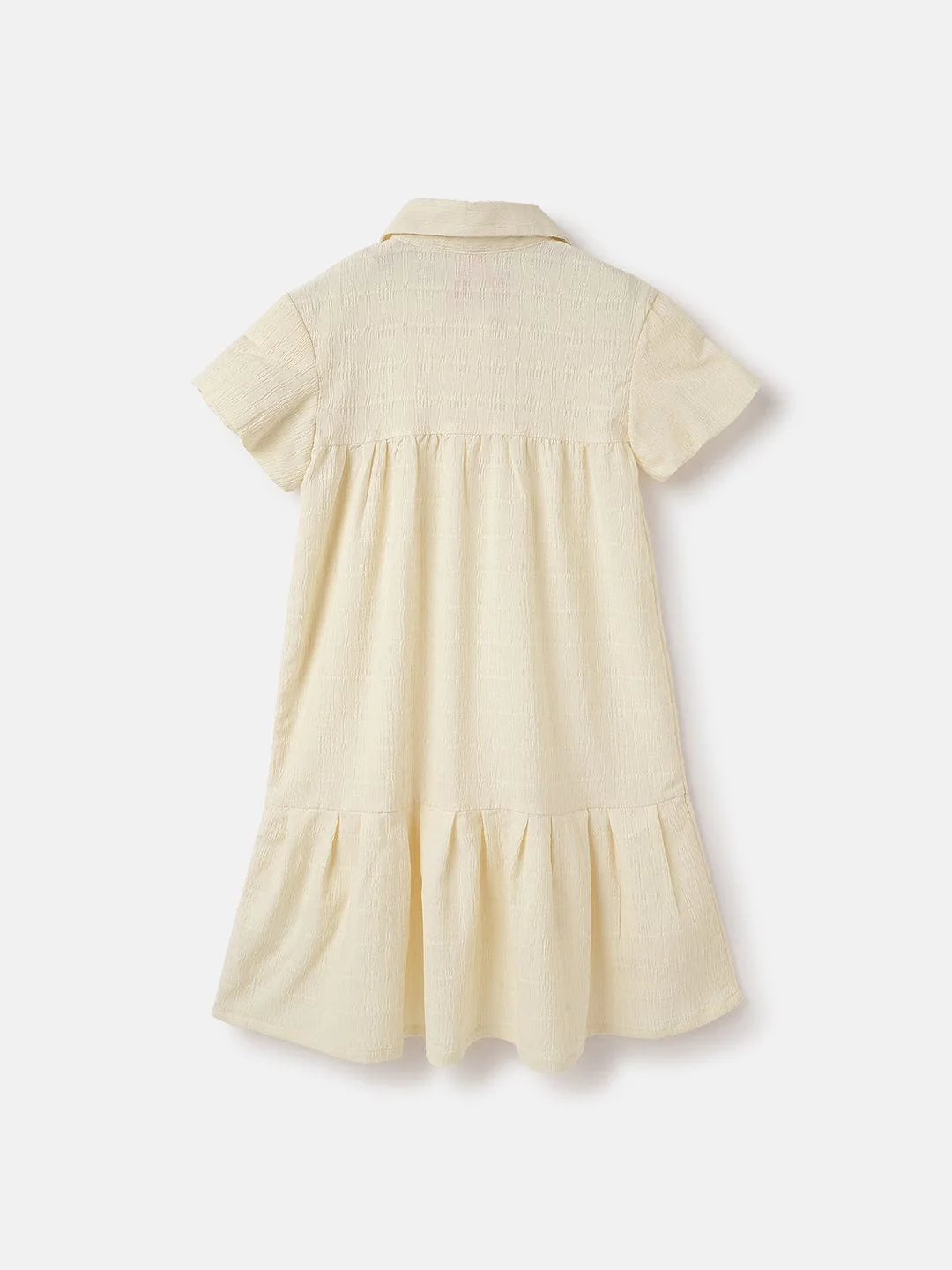 Blue Giraffe Girls Cream Solid Dress - Image 2
