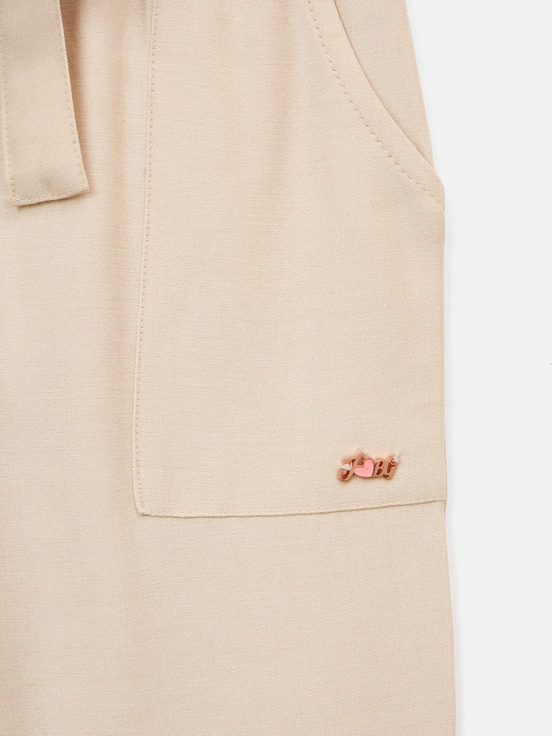 Blue Giraffe Girls Cream Straight Leg Solid Trouser - Image 4