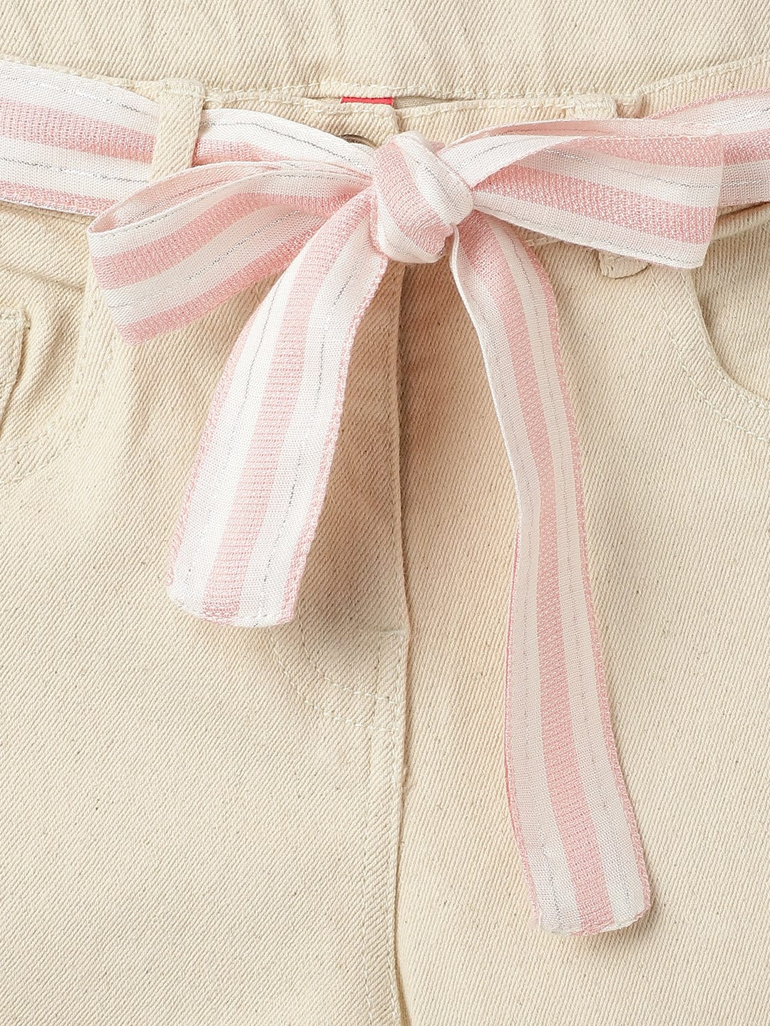 Blue Giraffe Girls Cream Regular Fit Solid Shorts - Image 3