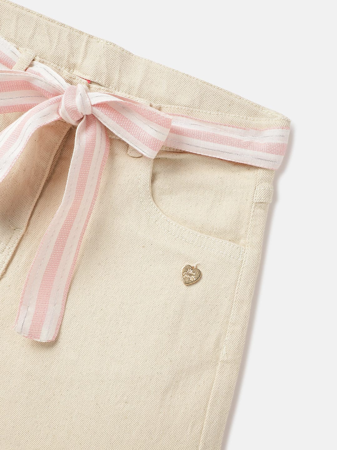 Blue Giraffe Girls Cream Regular Fit Solid Shorts - Image 4