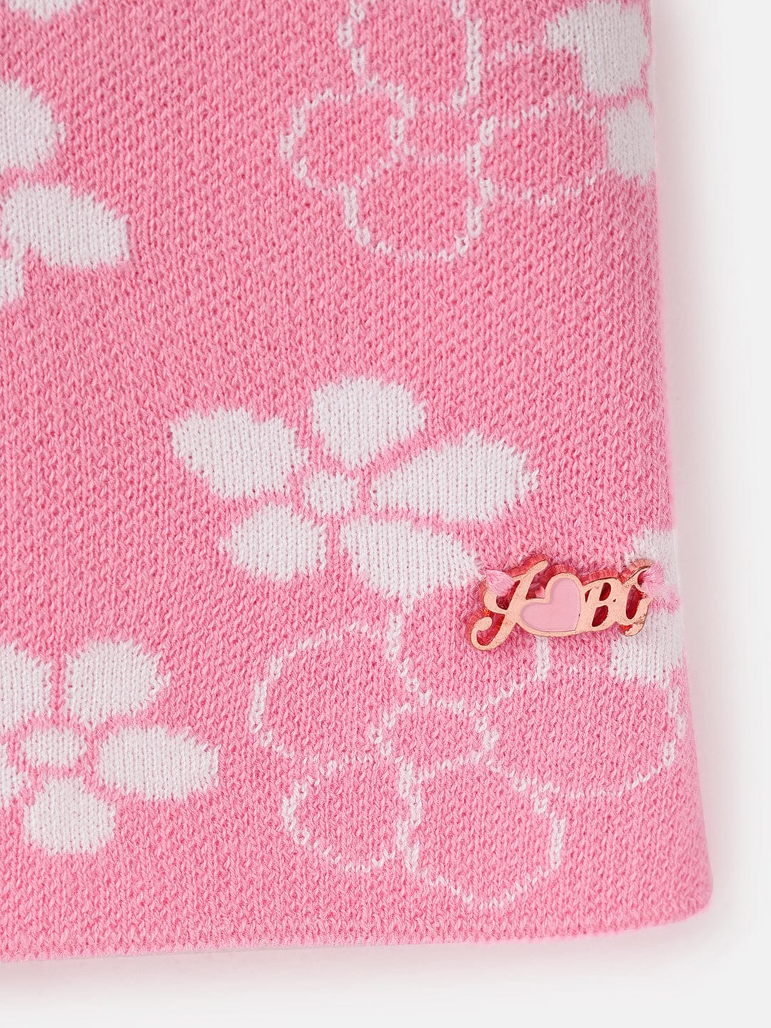 Blue Giraffe Girls Pink All Over Floral Jacquard Round Neck TShirt - Image 4