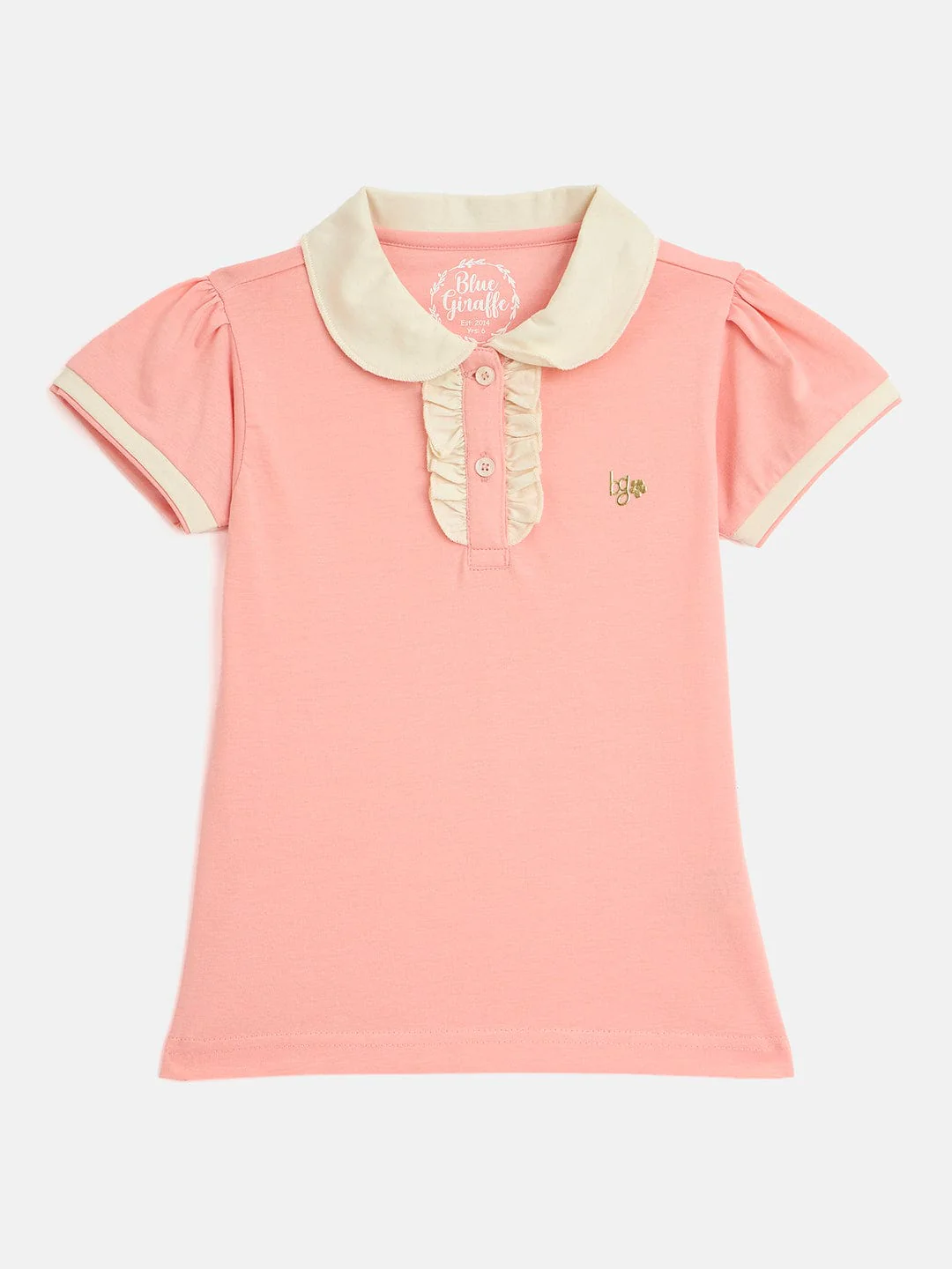 Blue Giraffe Girls Pink Solid Tshirt