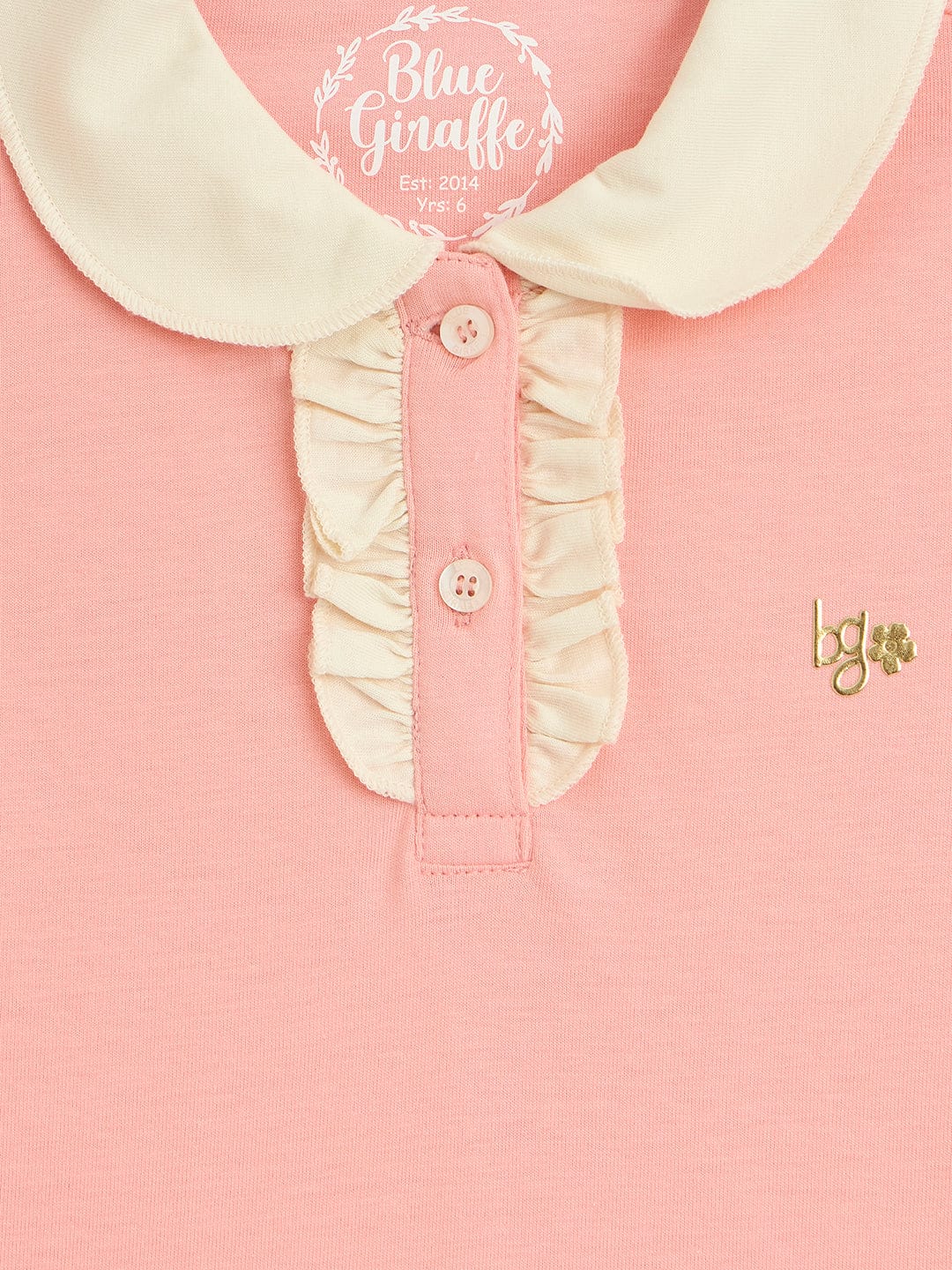 Blue Giraffe Girls Pink Solid Tshirt - Image 3