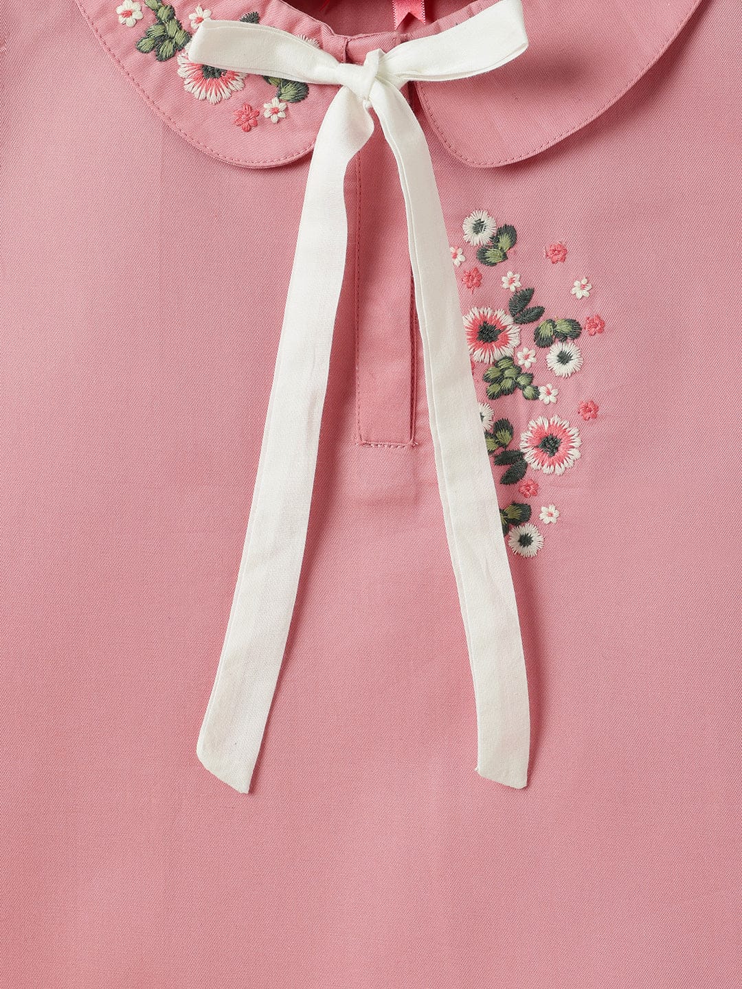 Blue Giraffe Girls Pink Solid Peterpan Collar Top - Image 5