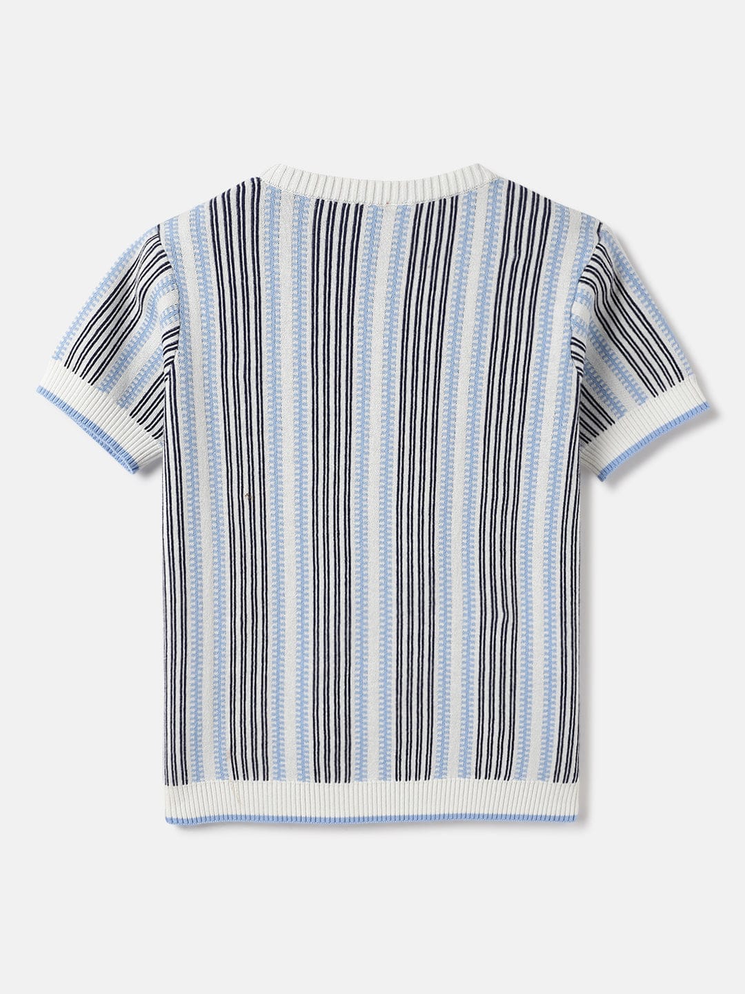 Blue Giraffe Kids Multi Striped Round Neck Tshirt - Image 2