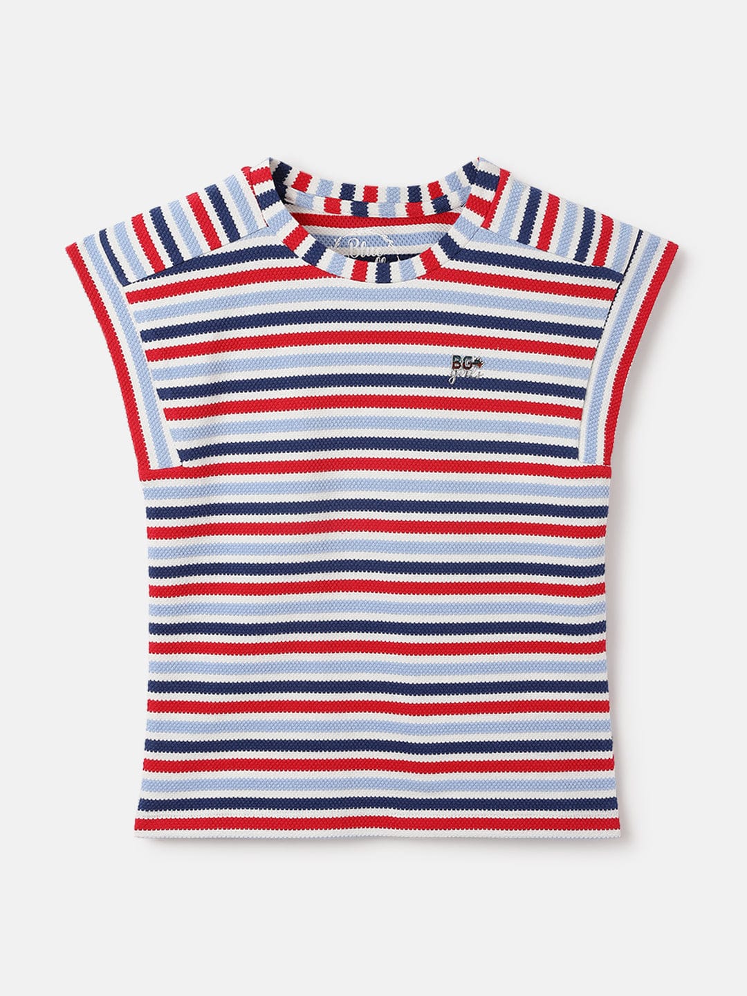 Blue Giraffe Kids Multi Striped Round Neck Tshirt