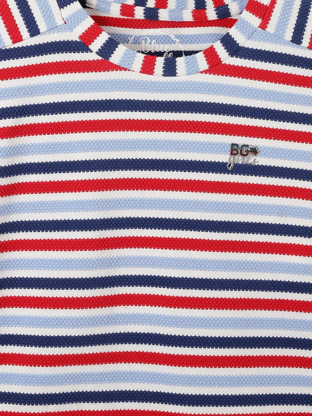 Blue Giraffe Kids Multi Striped Round Neck Tshirt - Image 3